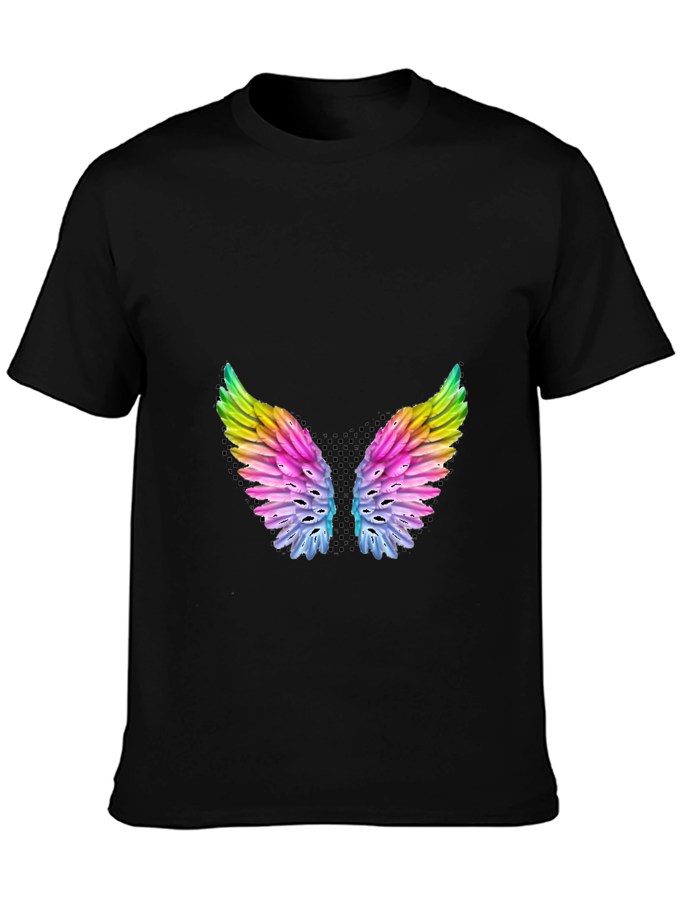 Rainbow Wings Graphic Black T-Shirt
