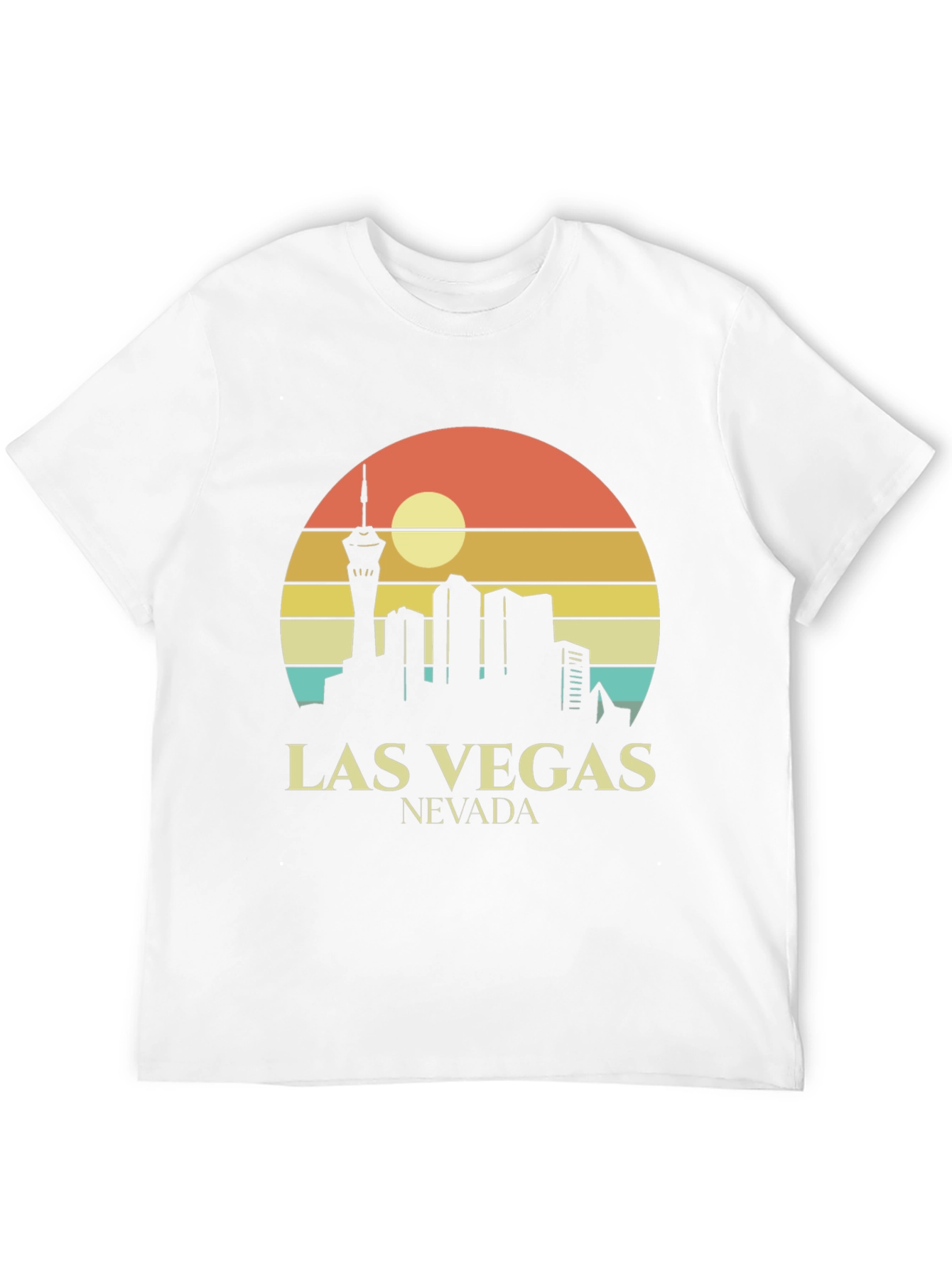 Las Vegas Skyline T-Shirt Retro Style Black Tee