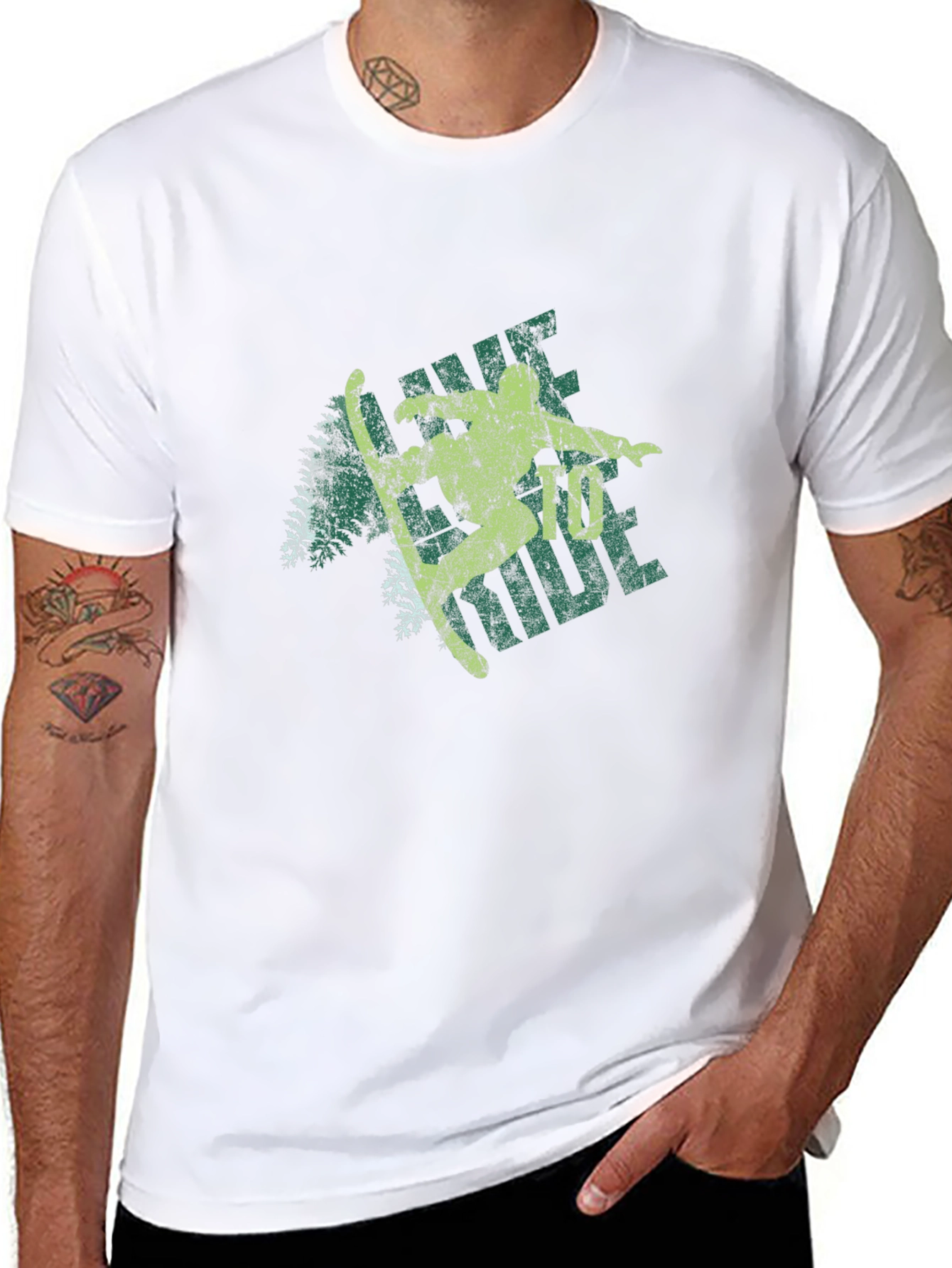 Retro Skier Graphic Tee - Black Cotton Blend