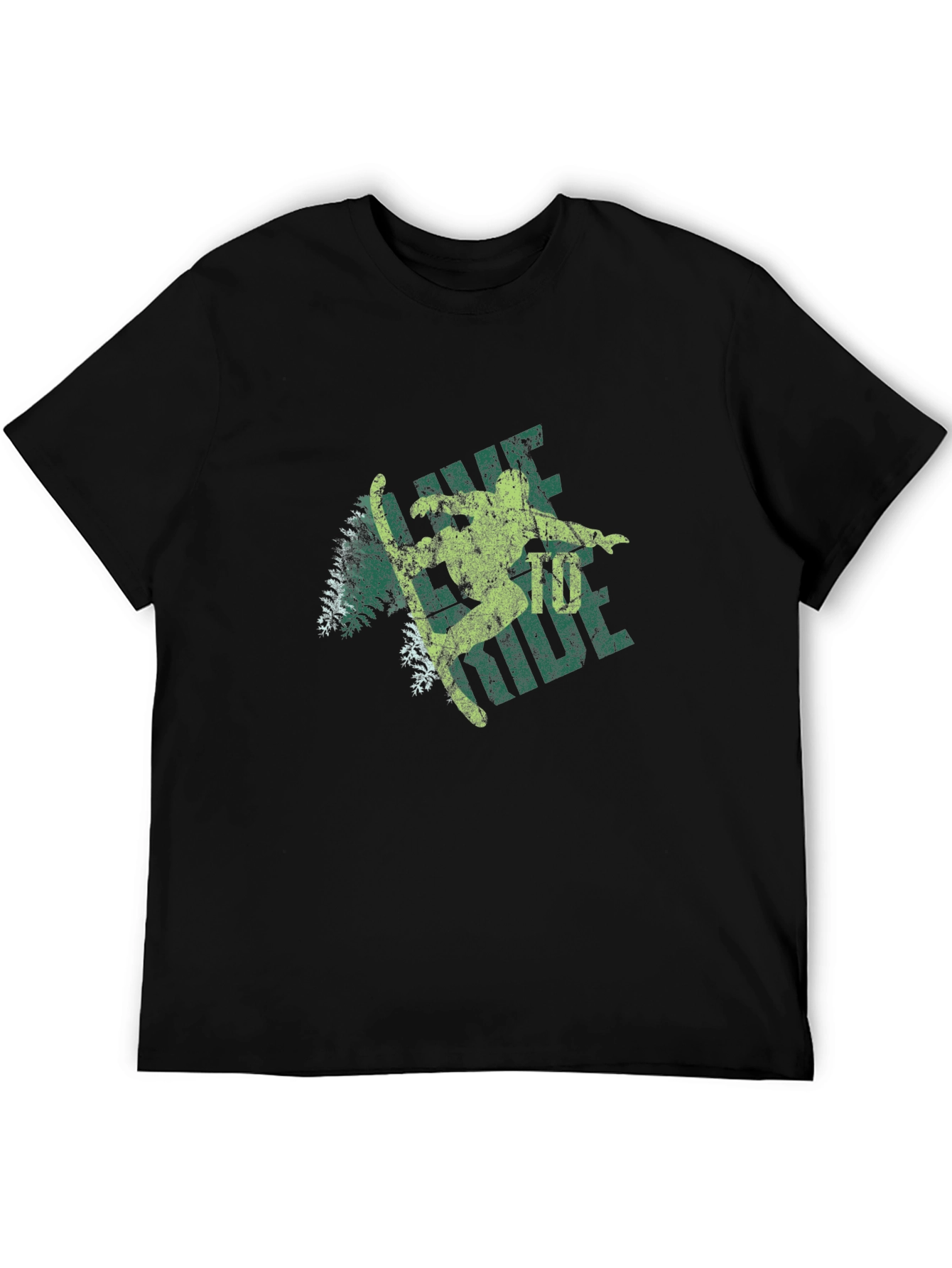 Retro Skier Graphic Tee - Black Cotton Blend
