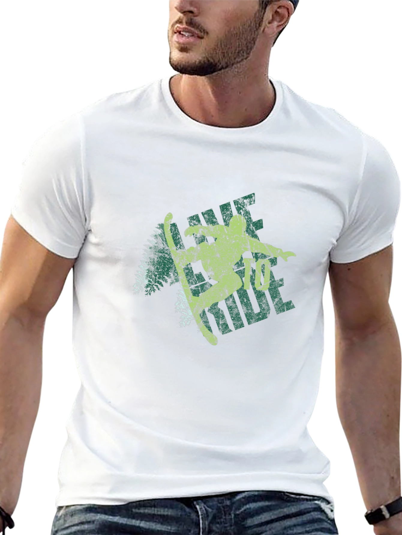 Retro Skier Graphic Tee - Black Cotton Blend