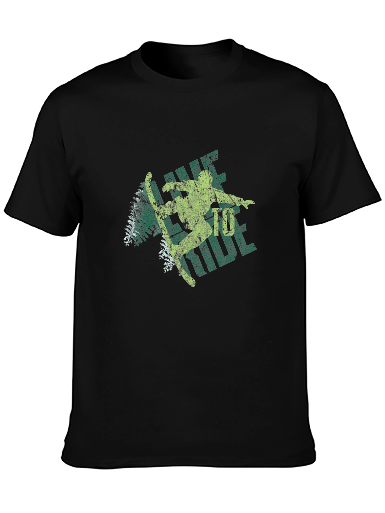 Retro Skier Graphic Tee - Black Cotton Blend
