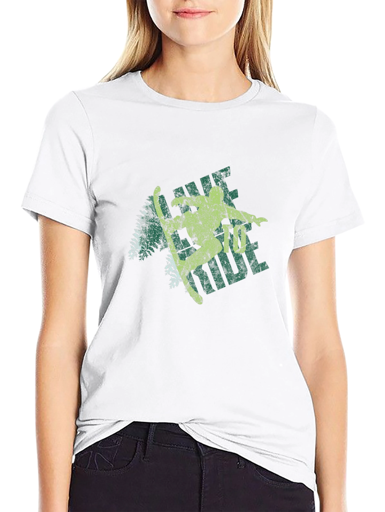 Retro Skier Graphic Tee - Black Cotton Blend
