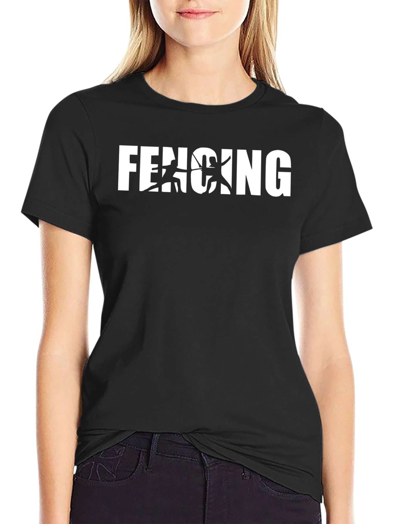 Fencing Graphic Black T-Shirt