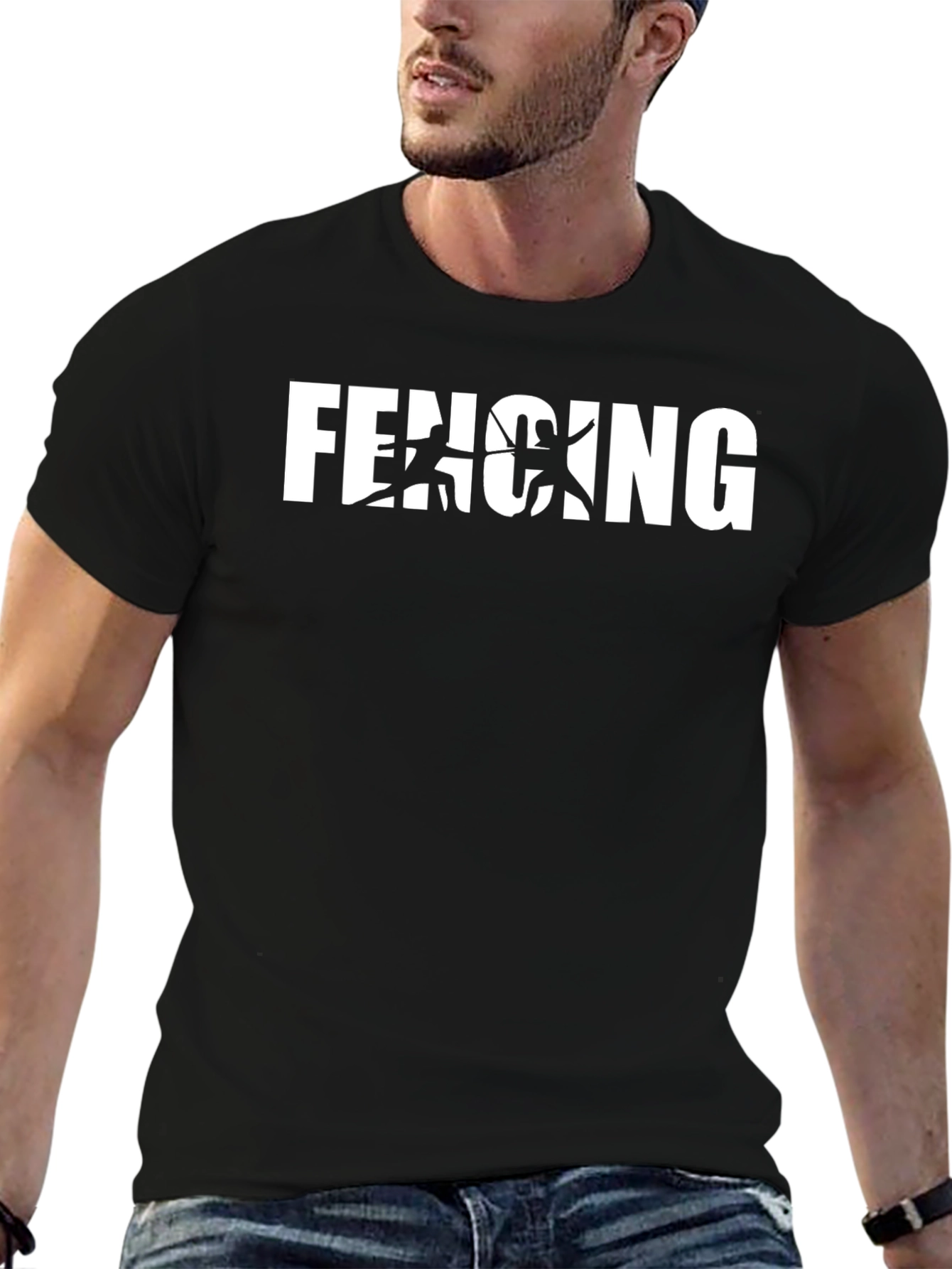 Fencing Graphic Black T-Shirt