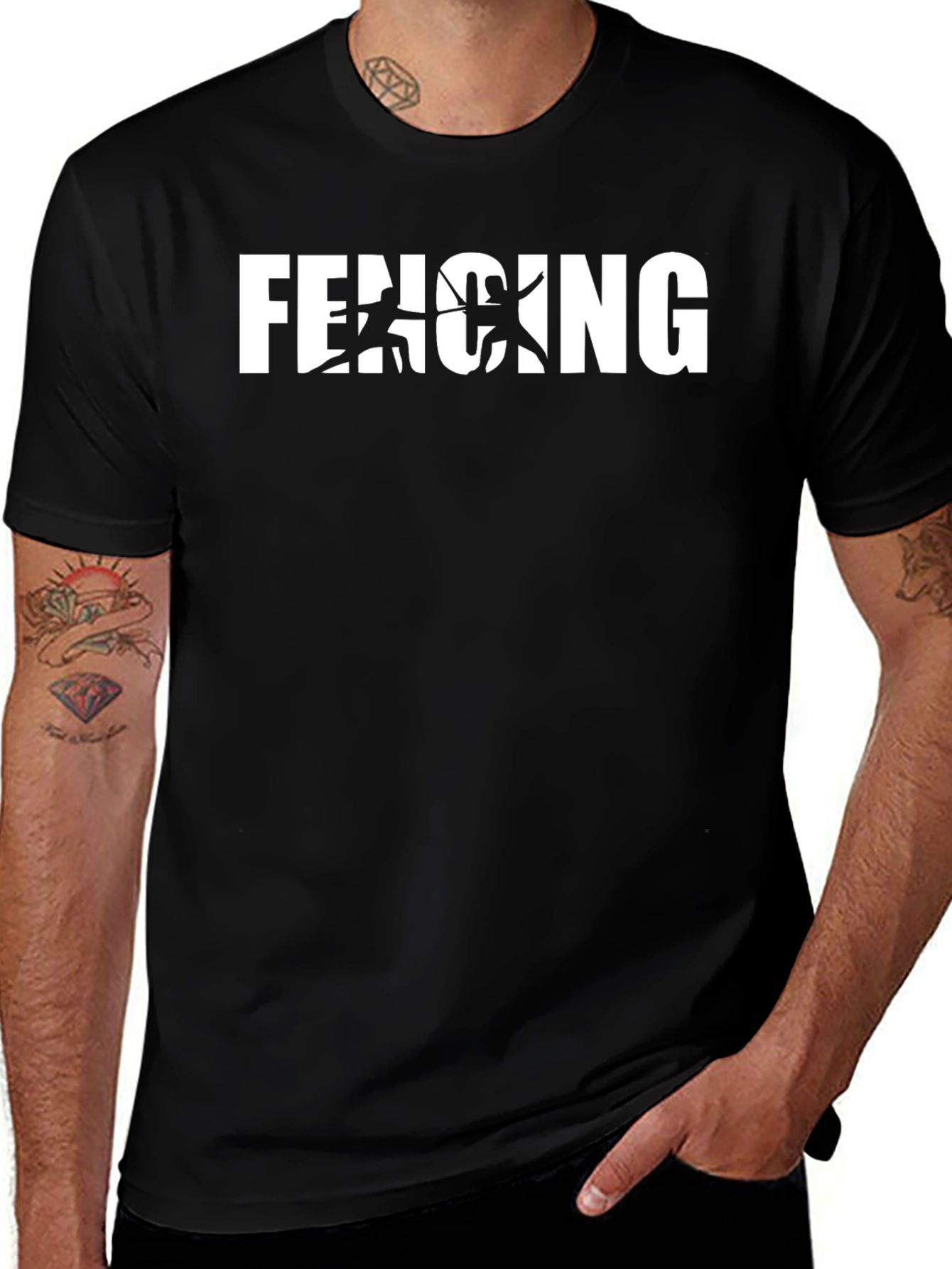 Fencing Graphic Black T-Shirt