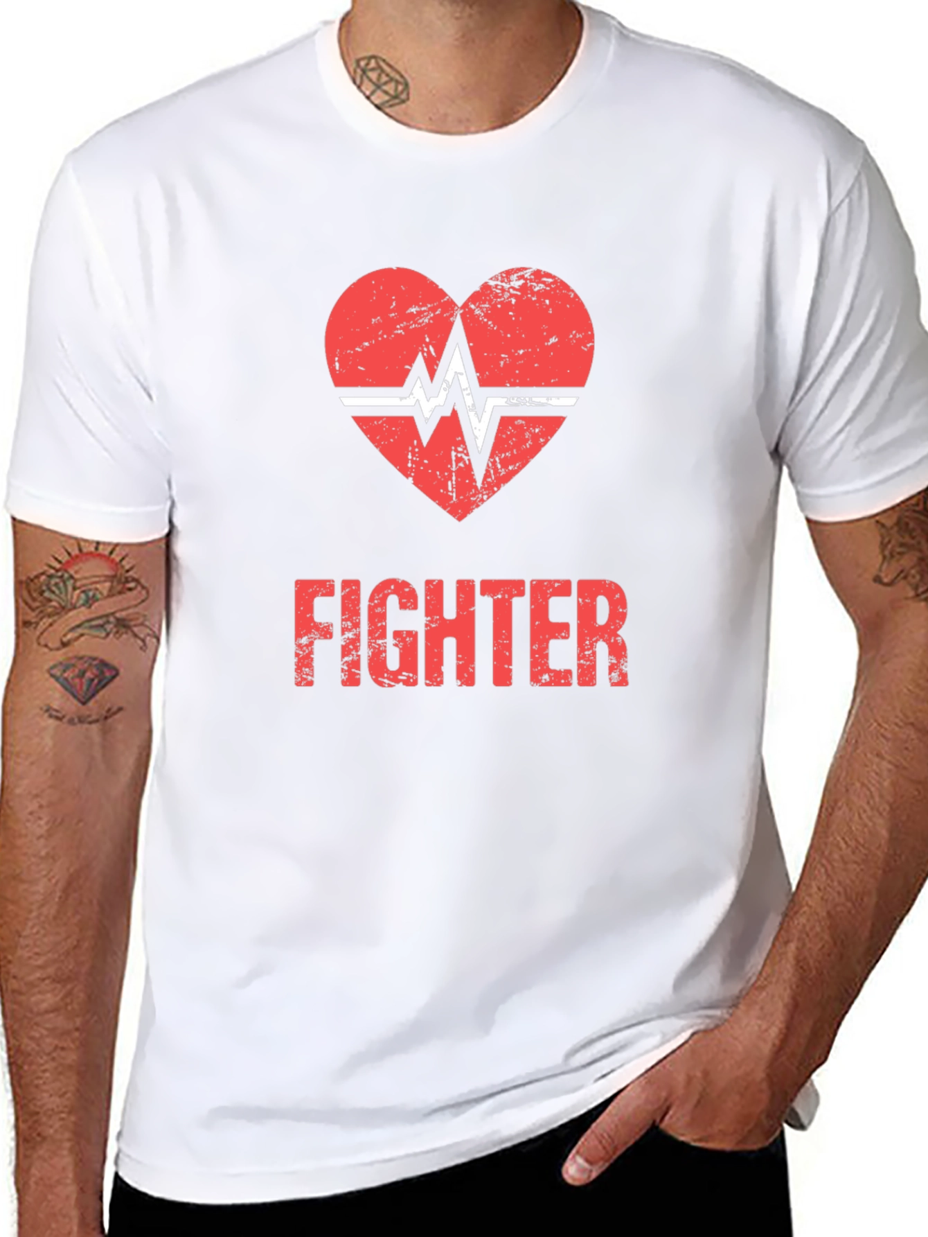 Fighter Heartbeat Graphic Tee - Stylish & Strong
