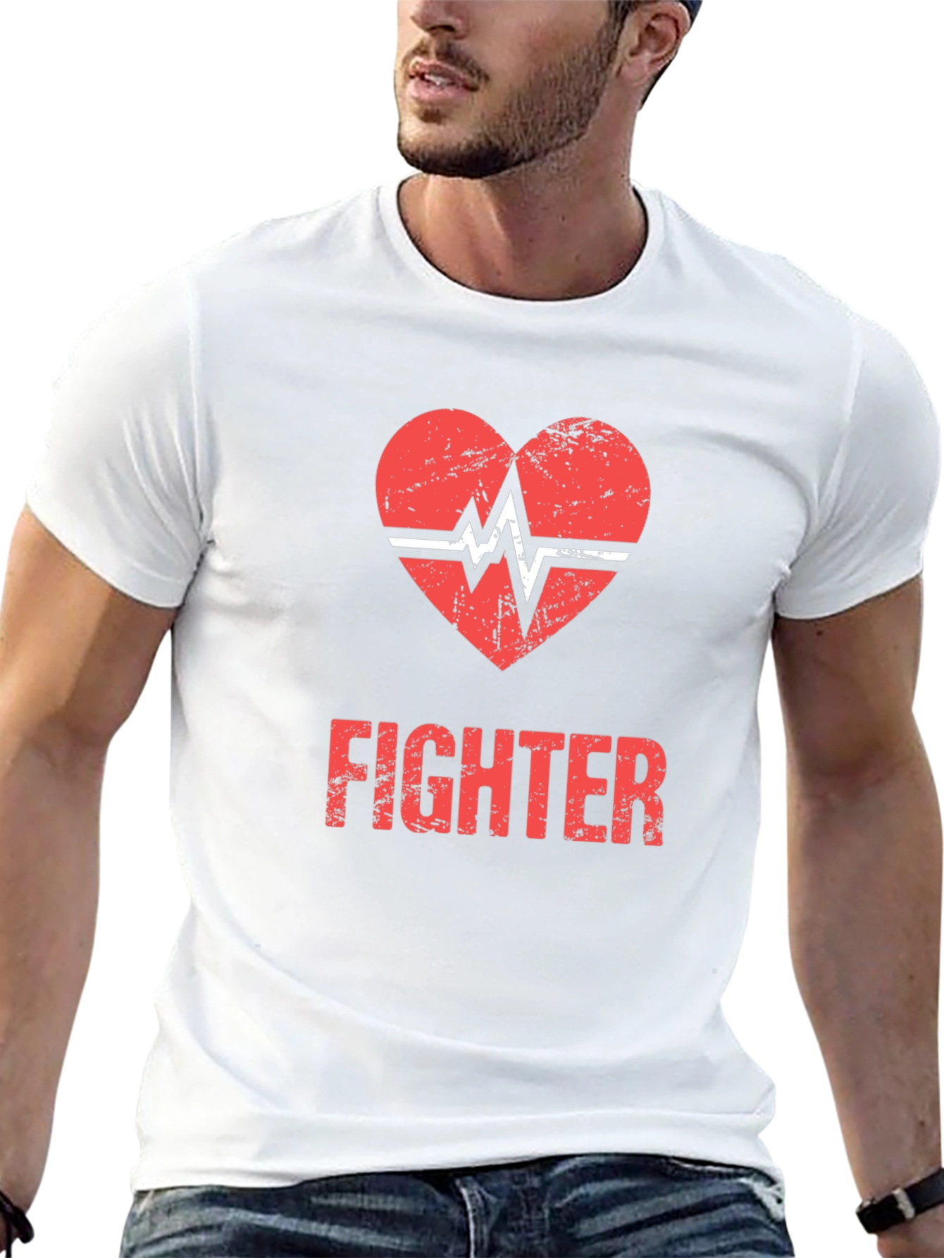 Fighter Heartbeat Graphic Tee - Stylish & Strong