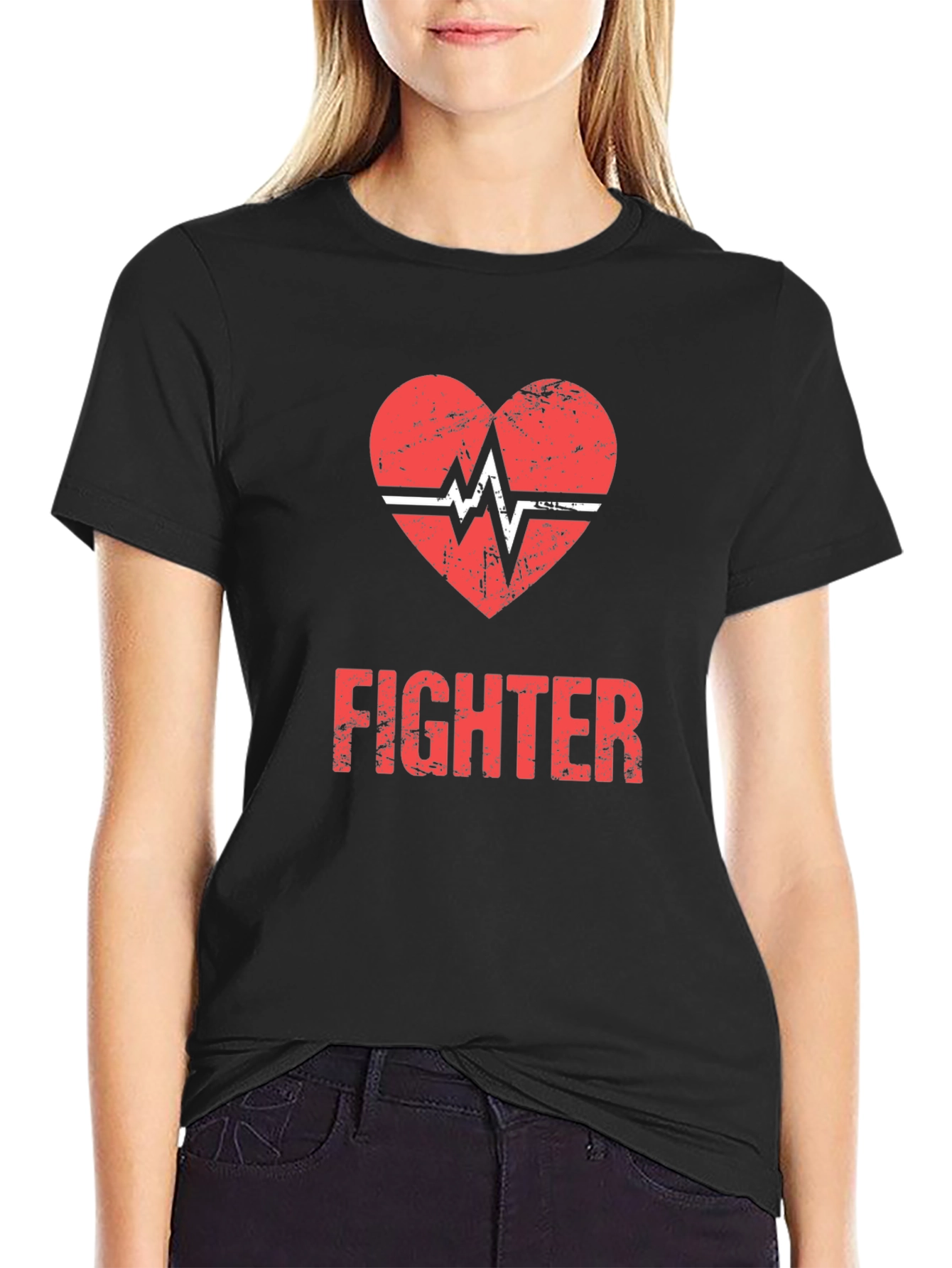Fighter Heartbeat Graphic Tee - Stylish & Strong