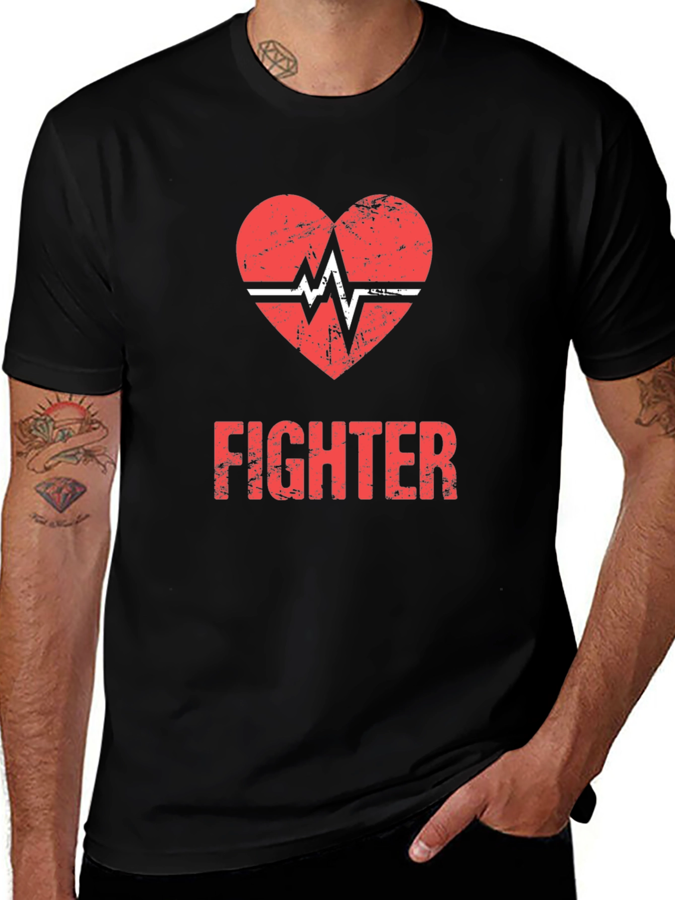 Fighter Heartbeat Graphic Tee - Stylish & Strong