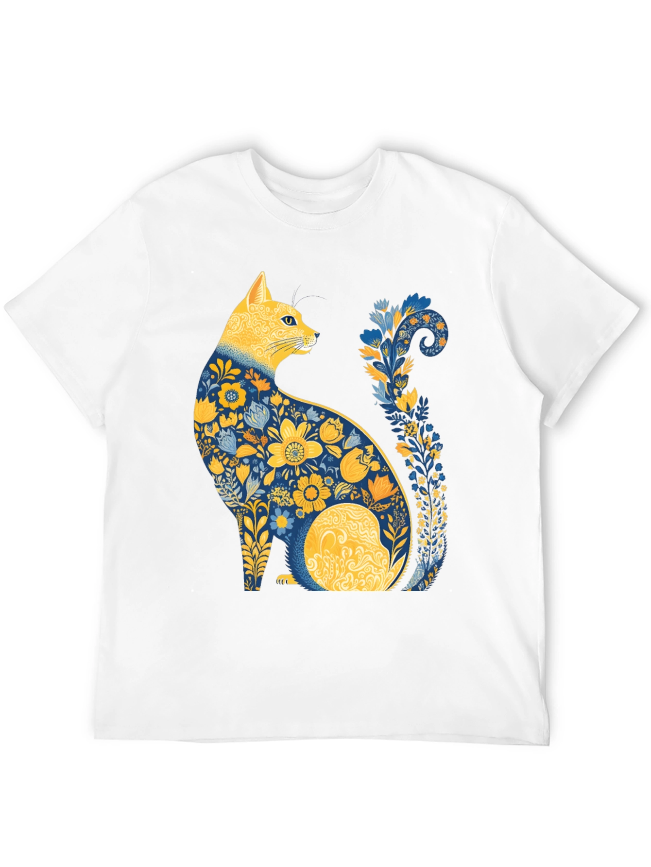 Floral Cat T-Shirt - Unique Artistic Design