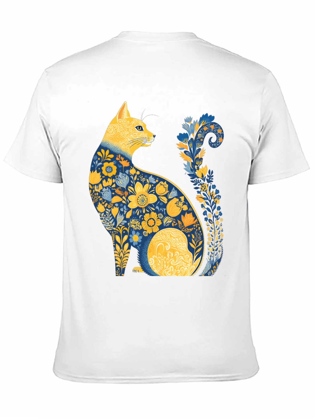 Floral Cat T-Shirt - Unique Artistic Design