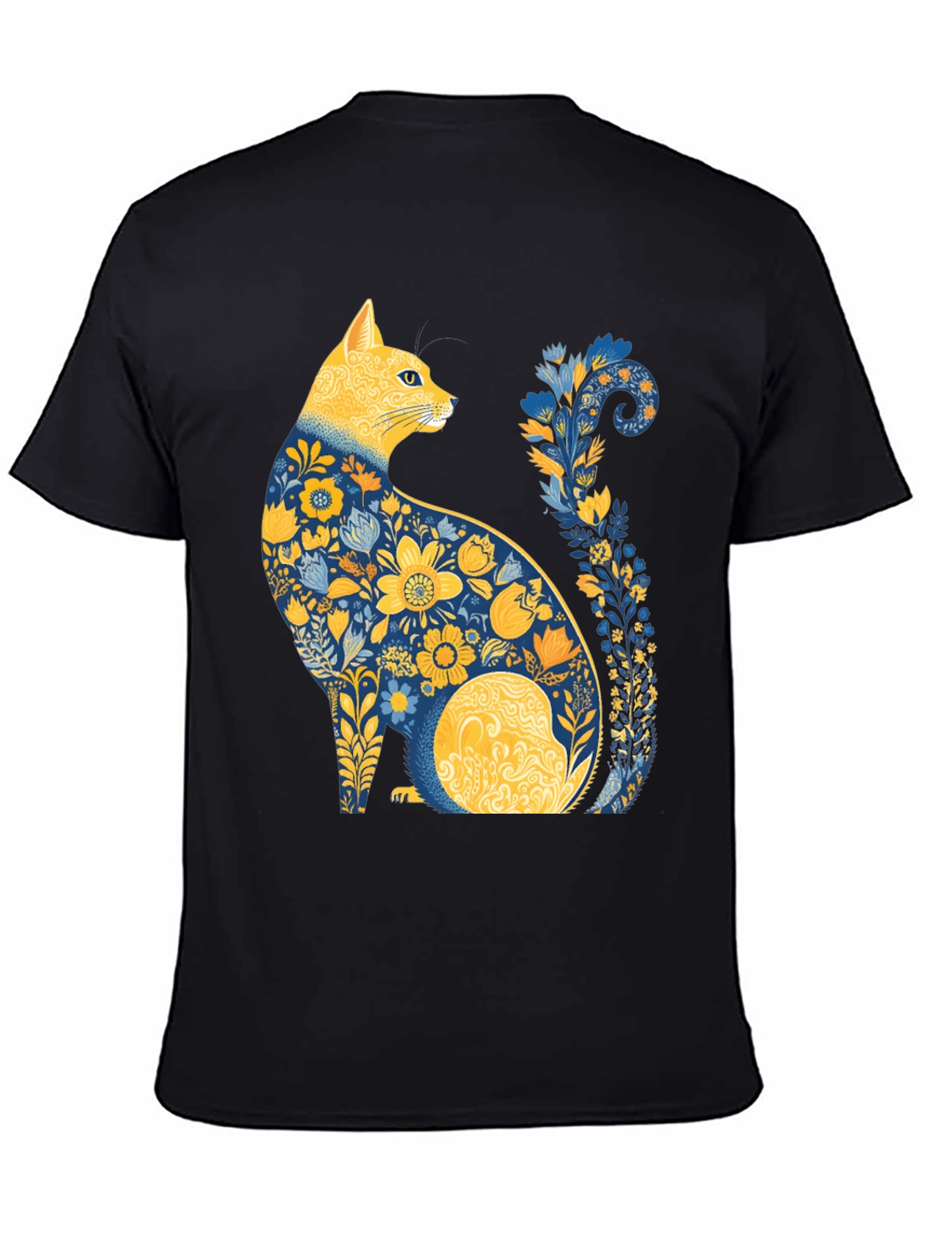 Floral Cat T-Shirt - Unique Artistic Design