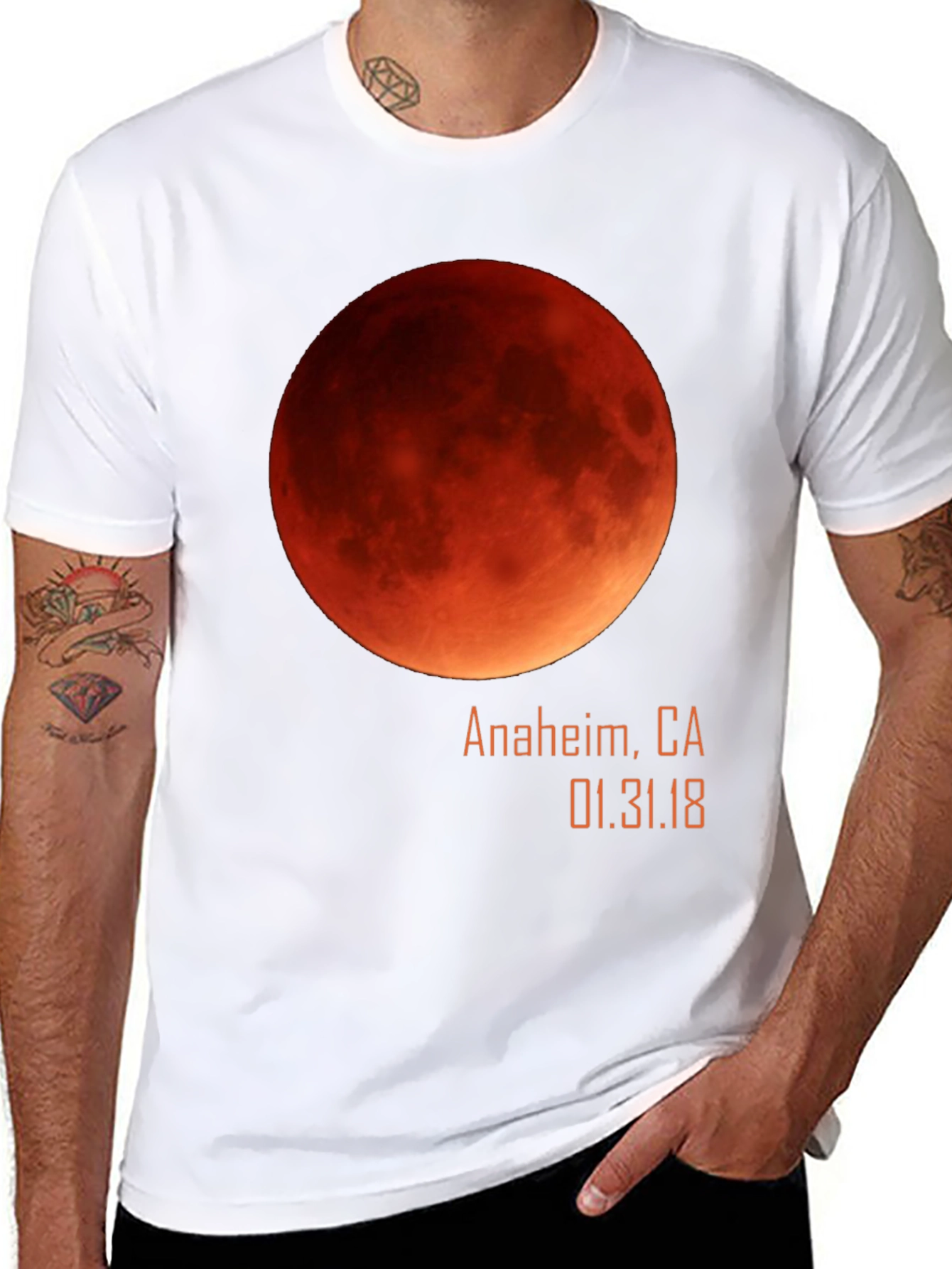 Blood Moon Eclipse Anaheim CA 1/31/18 Black T-Shirt