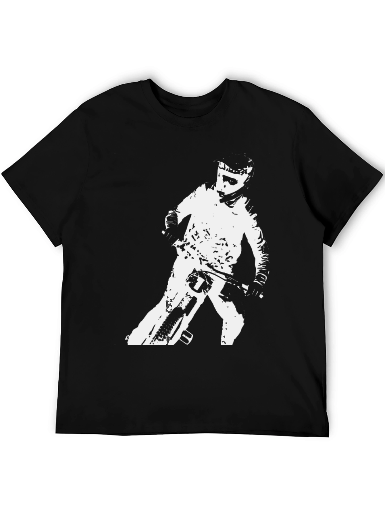 Mountain Bike Rider Graphic Tee - Black Casual T-Shirt