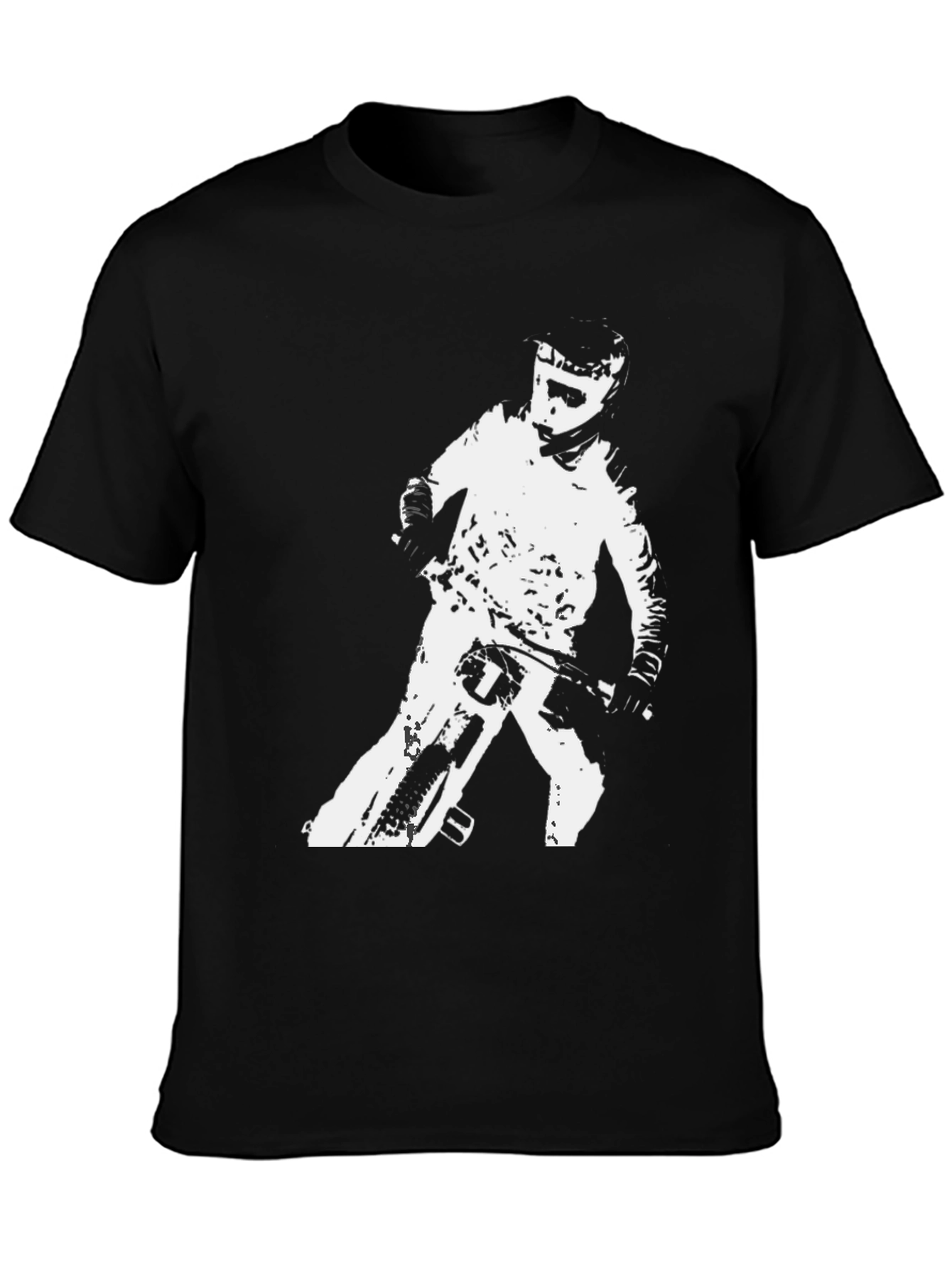 Mountain Bike Rider Graphic Tee - Black Casual T-Shirt