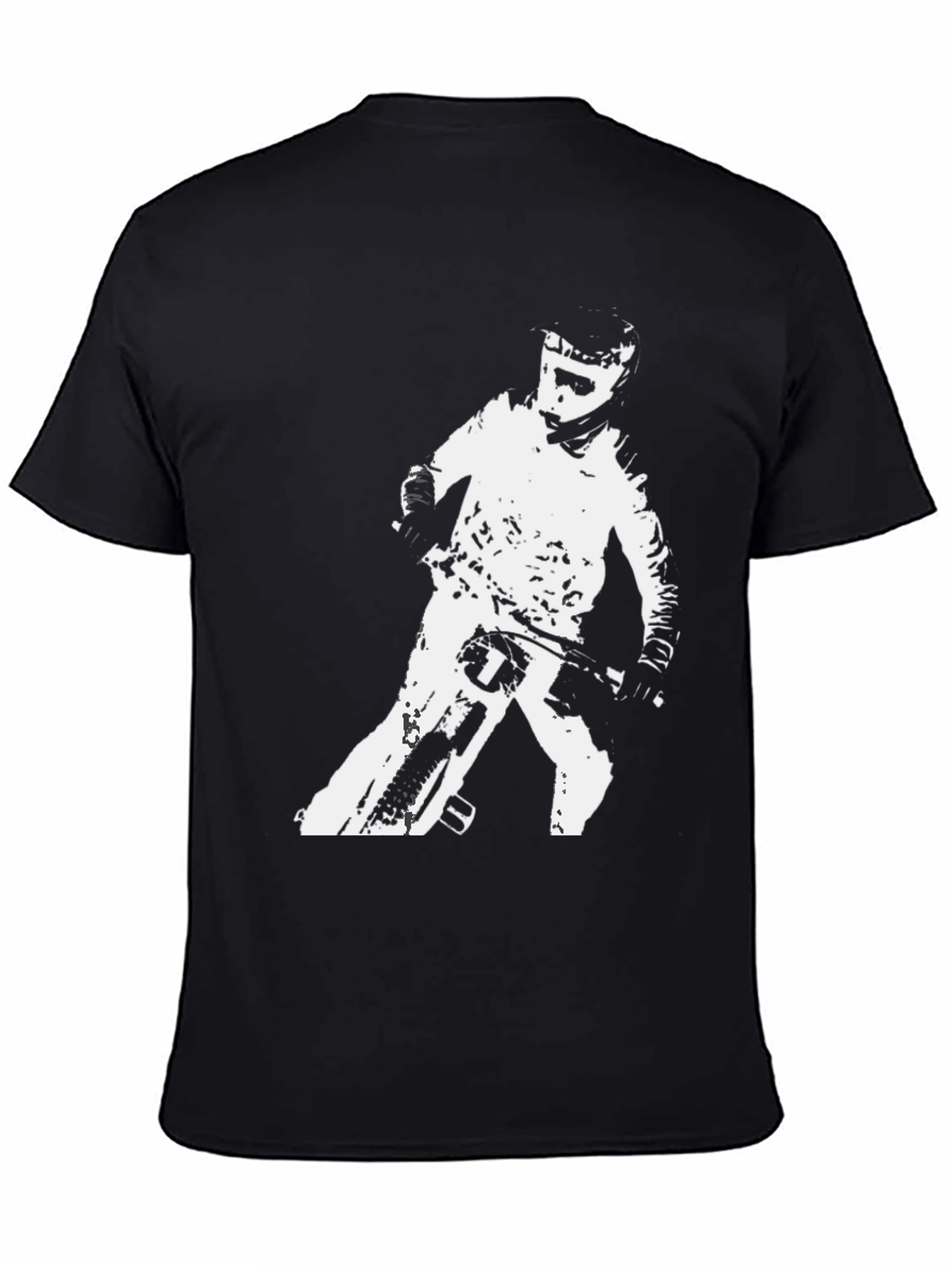 Mountain Bike Rider Graphic Tee - Black Casual T-Shirt