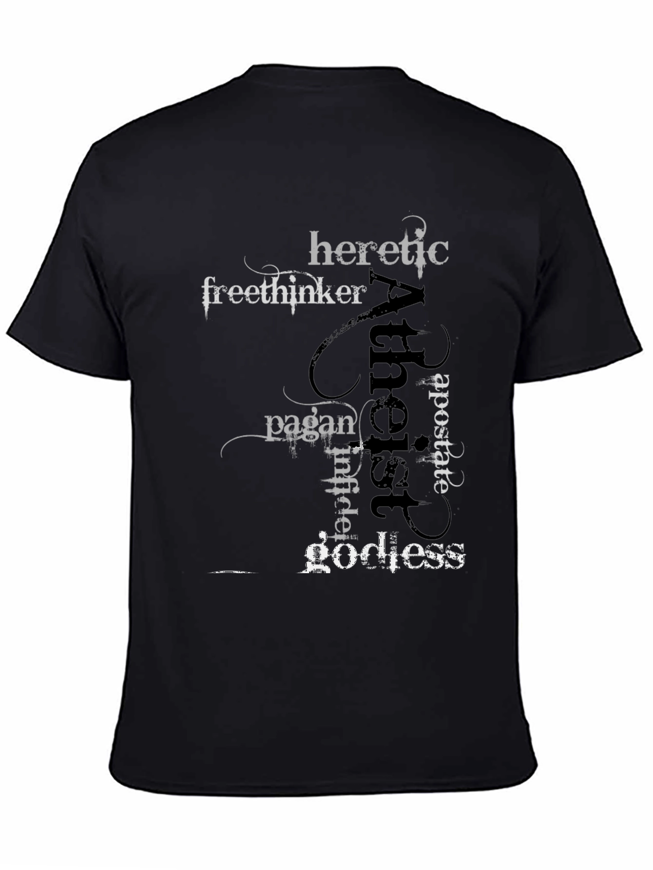 Atheist Word Art Black T-Shirt