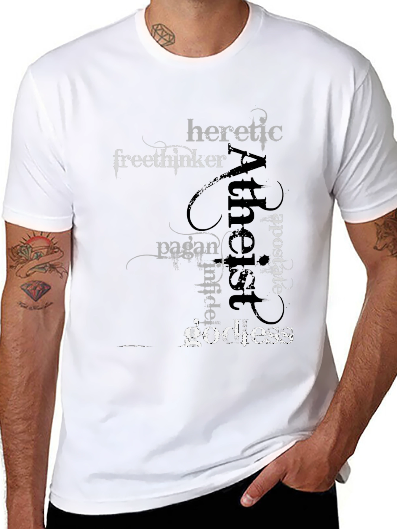 Atheist Word Art Black T-Shirt