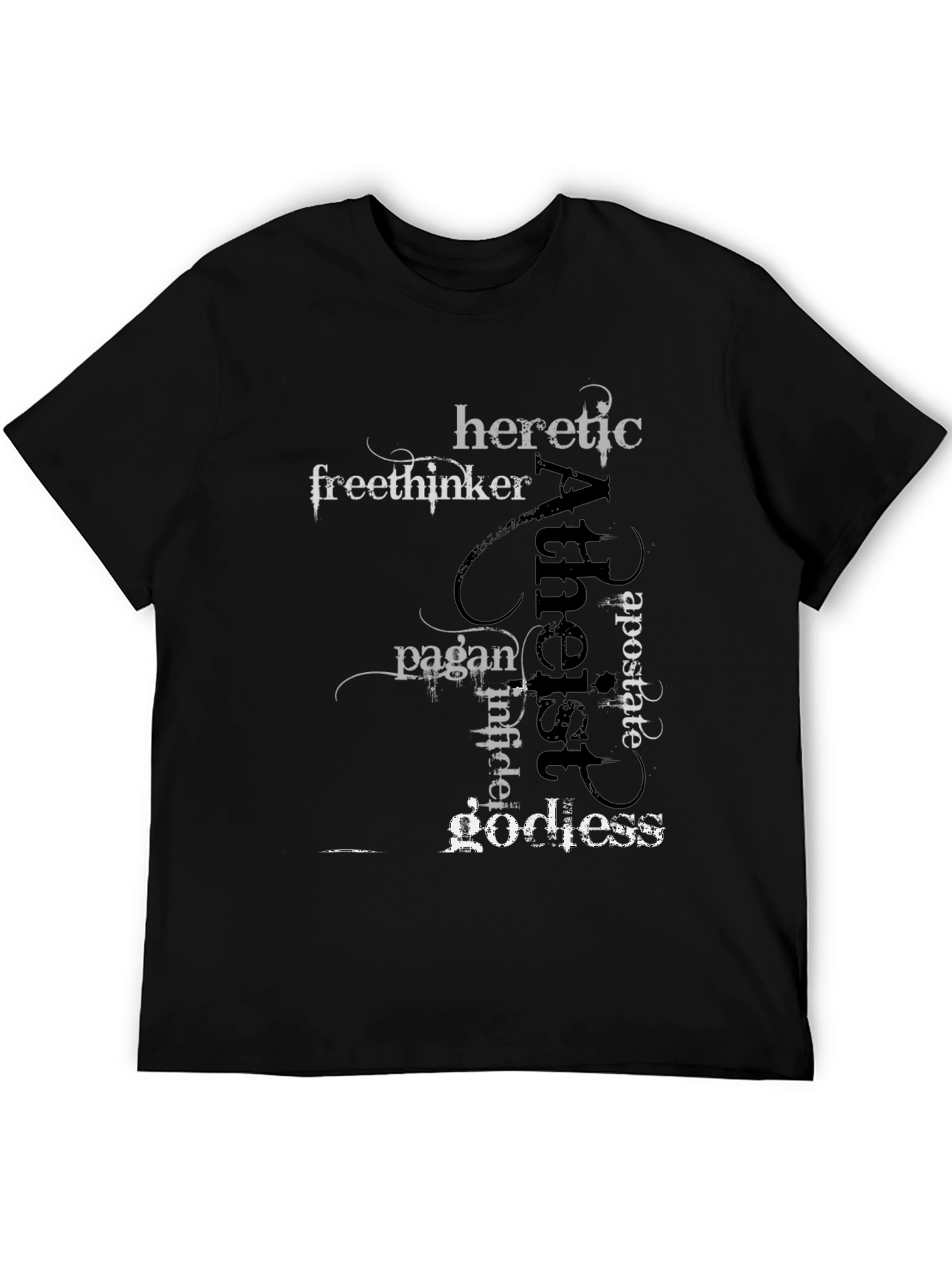 Atheist Word Art Black T-Shirt