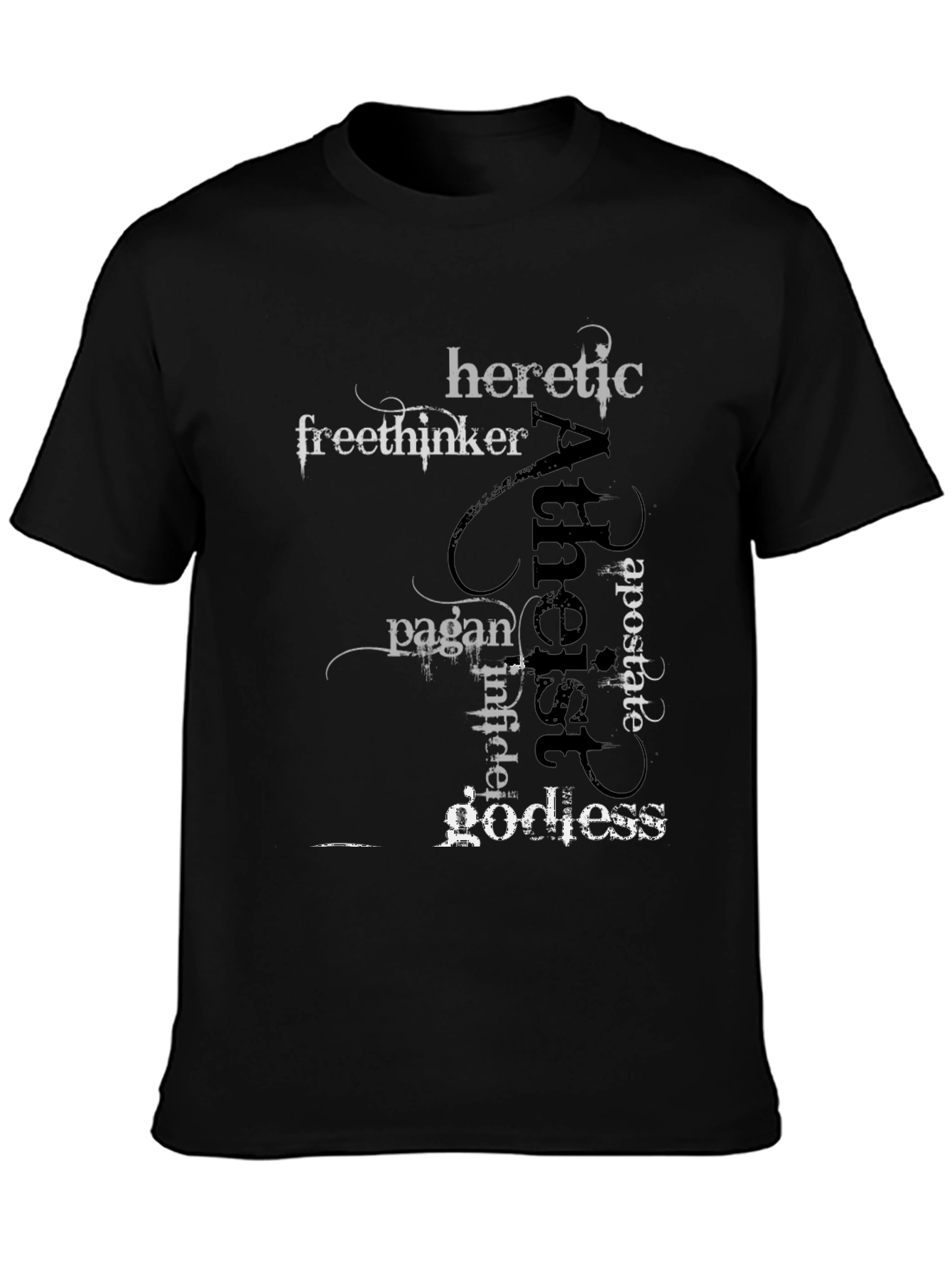 Atheist Word Art Black T-Shirt