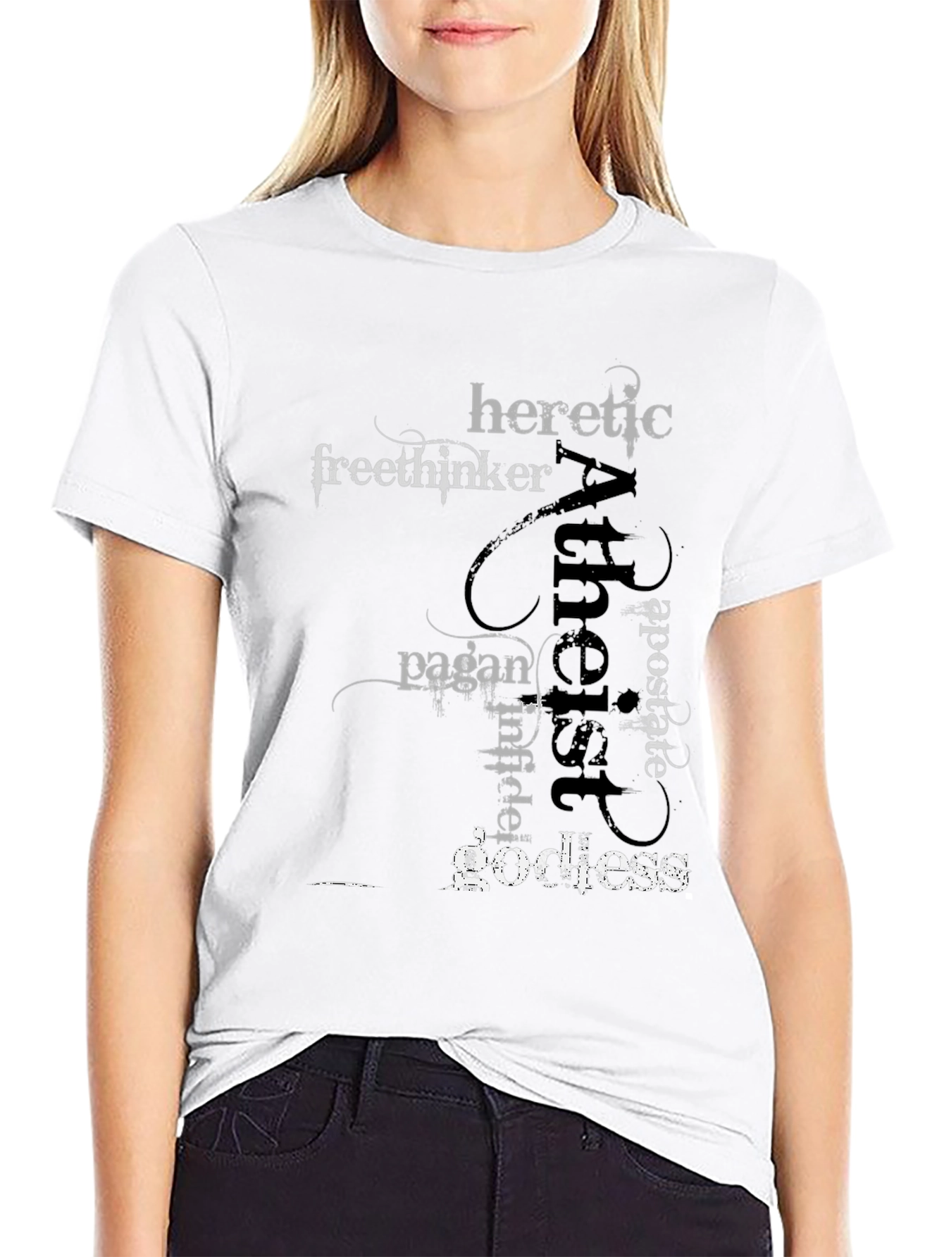 Atheist Word Art Black T-Shirt