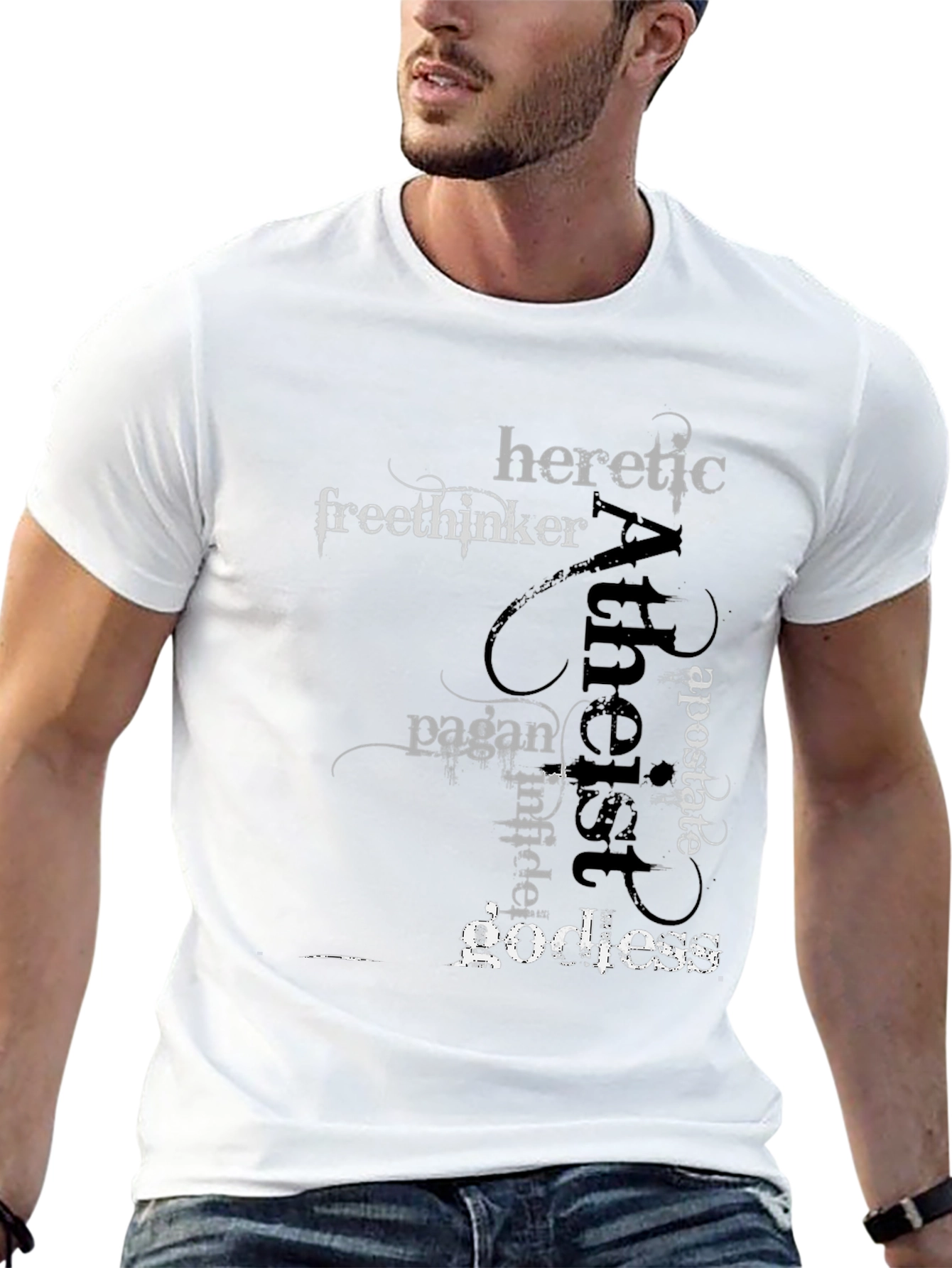 Atheist Word Art Black T-Shirt