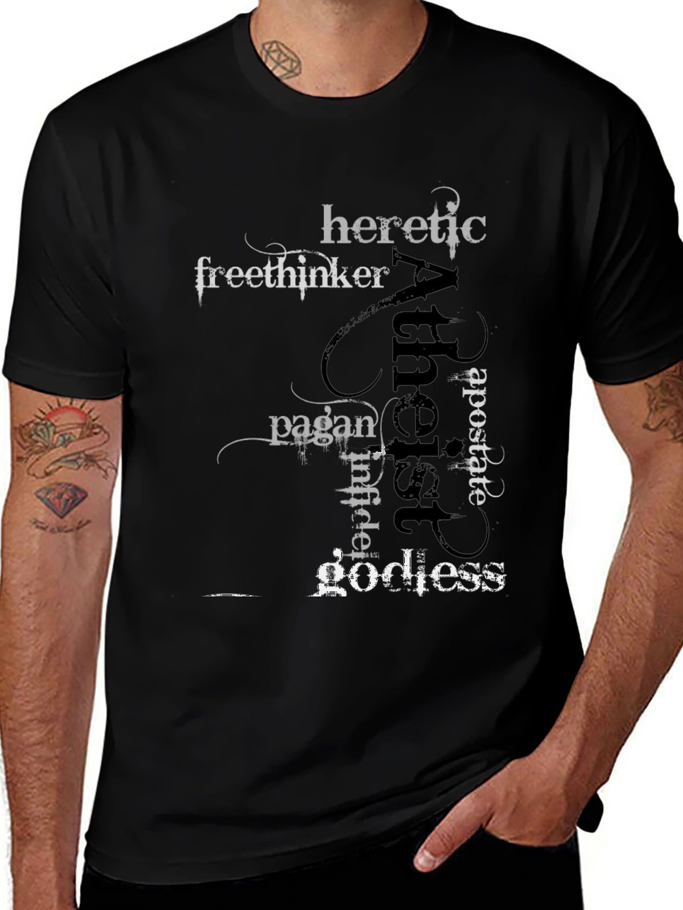 Atheist Word Art Black T-Shirt