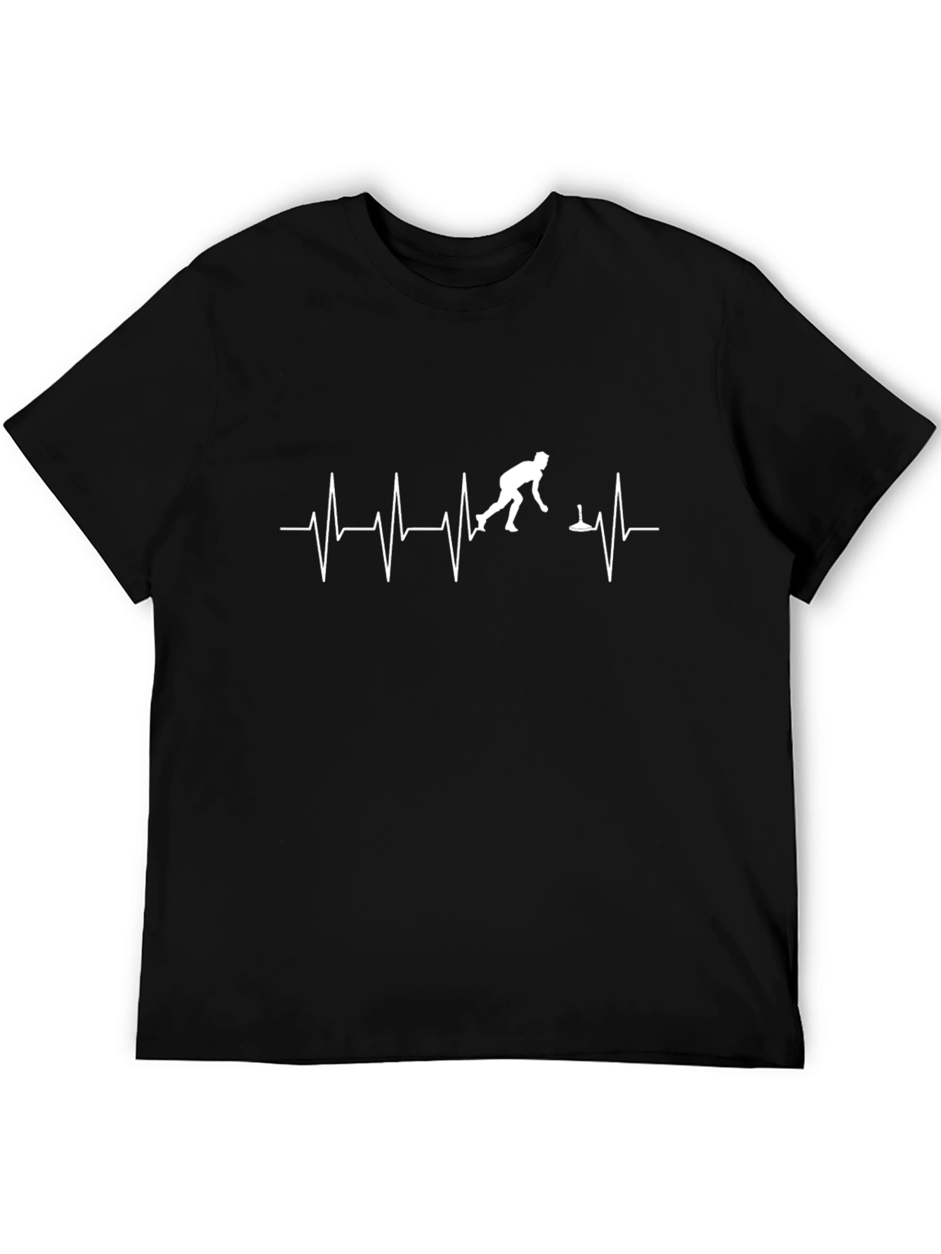 Curling Heartbeat T-Shirt - Black Crew Neck Tee