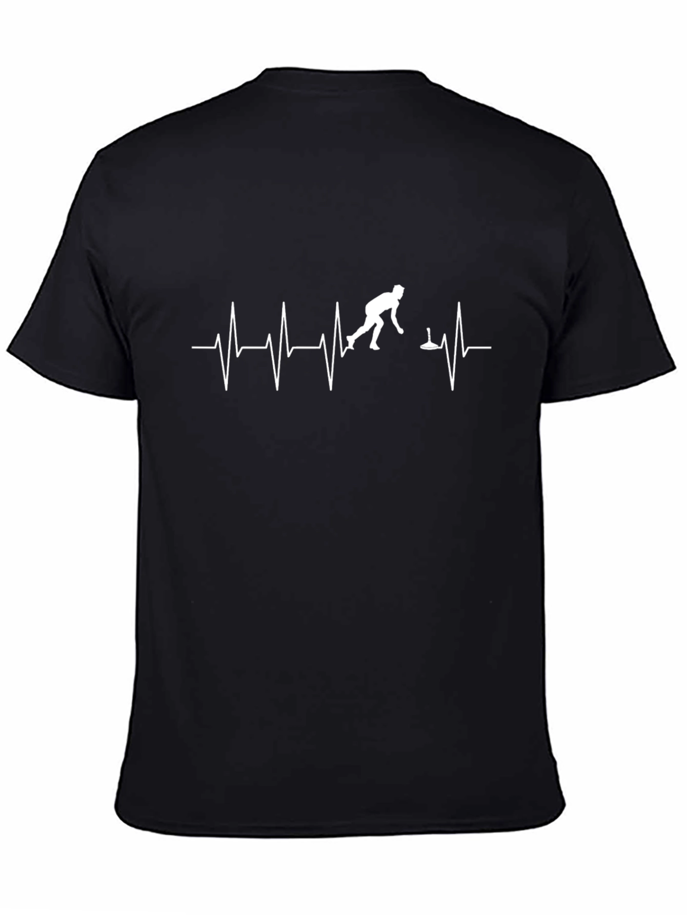 Curling Heartbeat T-Shirt - Black Crew Neck Tee