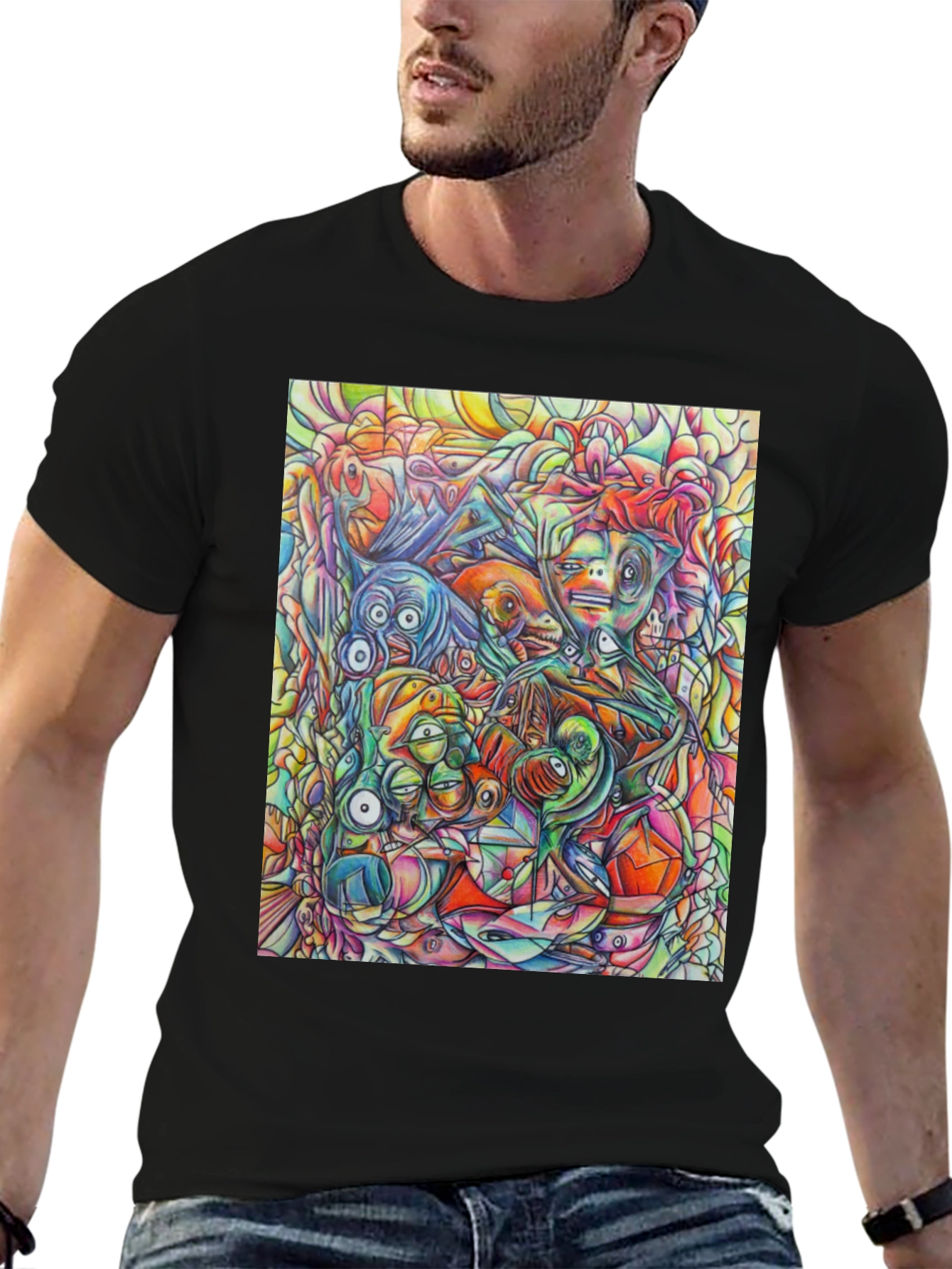 Abstract Art Mens Black Graphic Tee