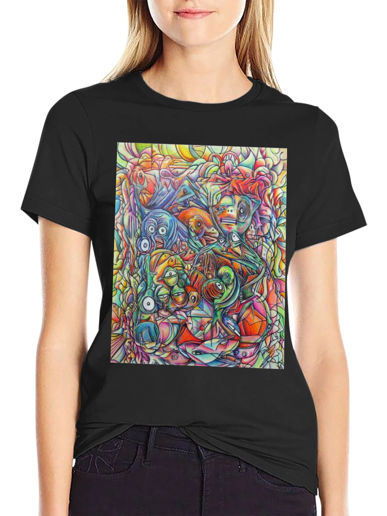 Abstract Art Mens Black Graphic Tee