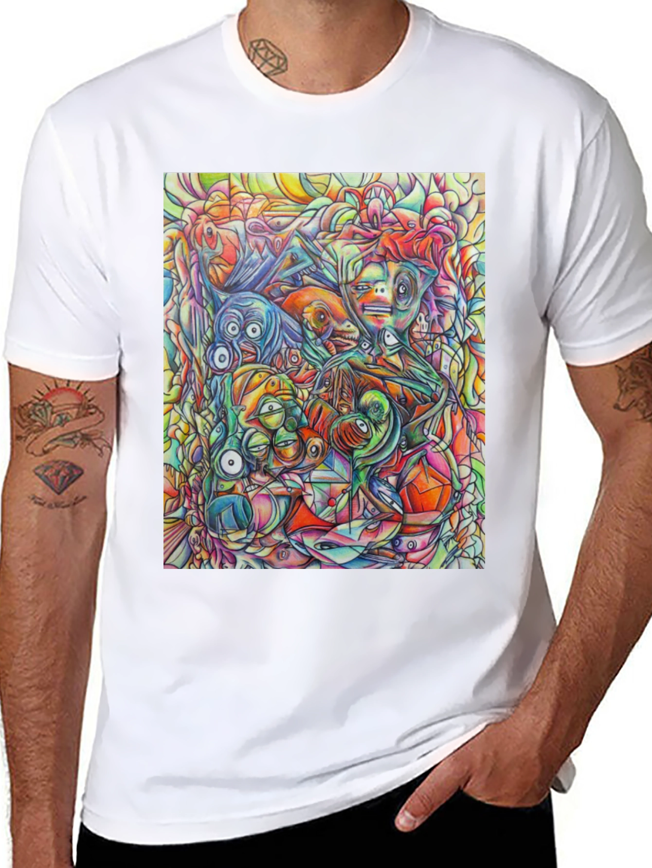 Abstract Art Mens Black Graphic Tee
