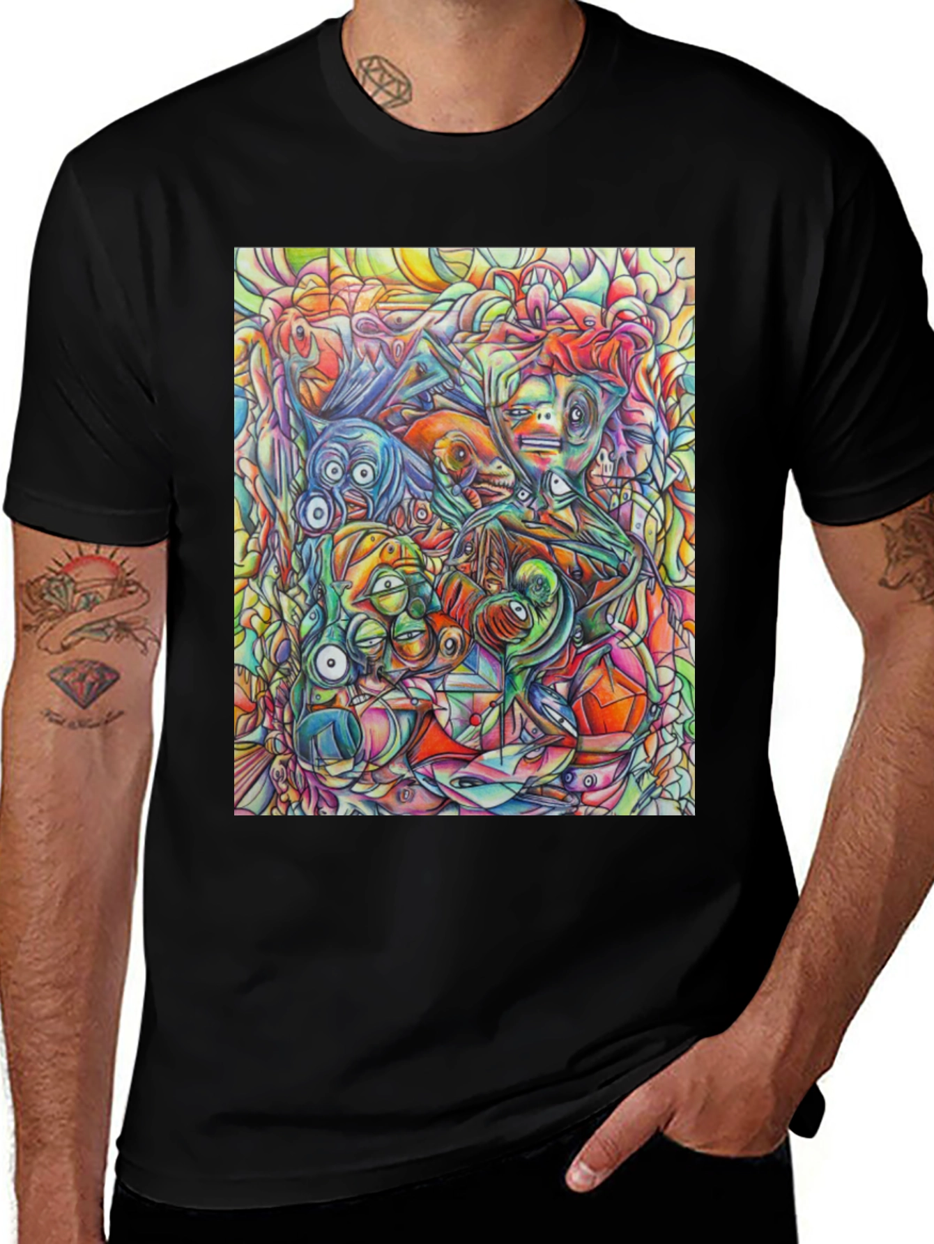Abstract Art Mens Black Graphic Tee