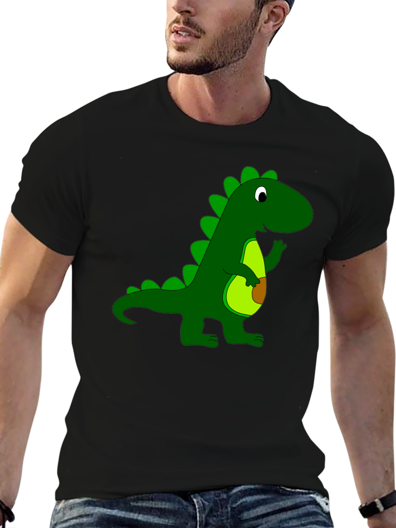 Dino Graphic Tee - Black Cotton T-Shirt