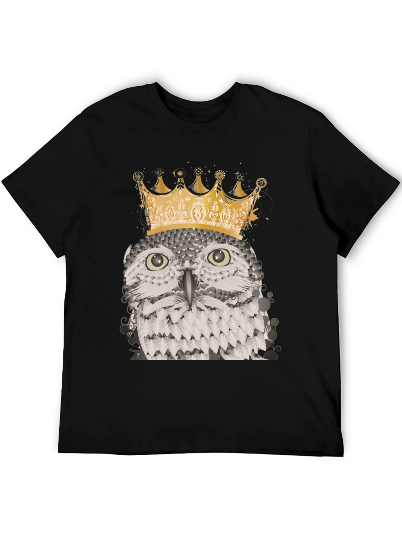Owl King Graphic Tee - Black Cotton Blend T-Shirt