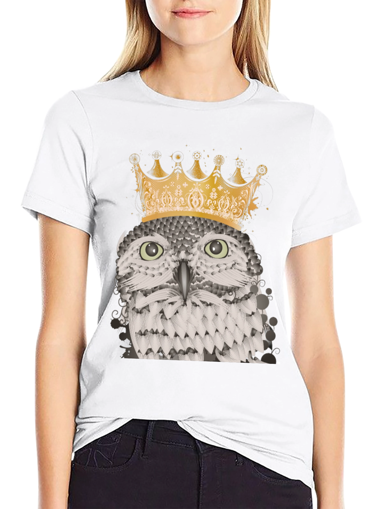 Owl King Graphic Tee - Black Cotton Blend T-Shirt