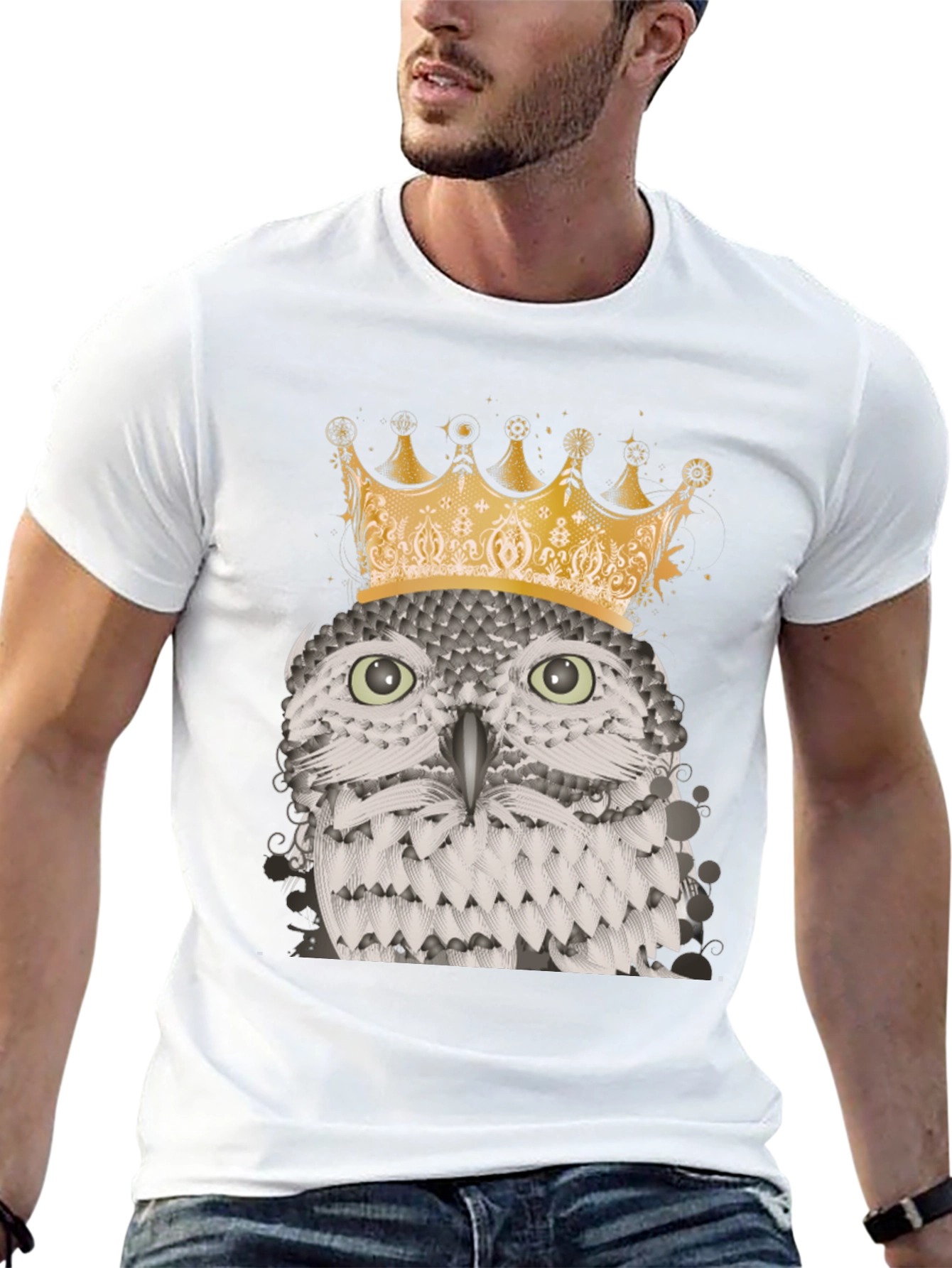 Owl King Graphic Tee - Black Cotton Blend T-Shirt