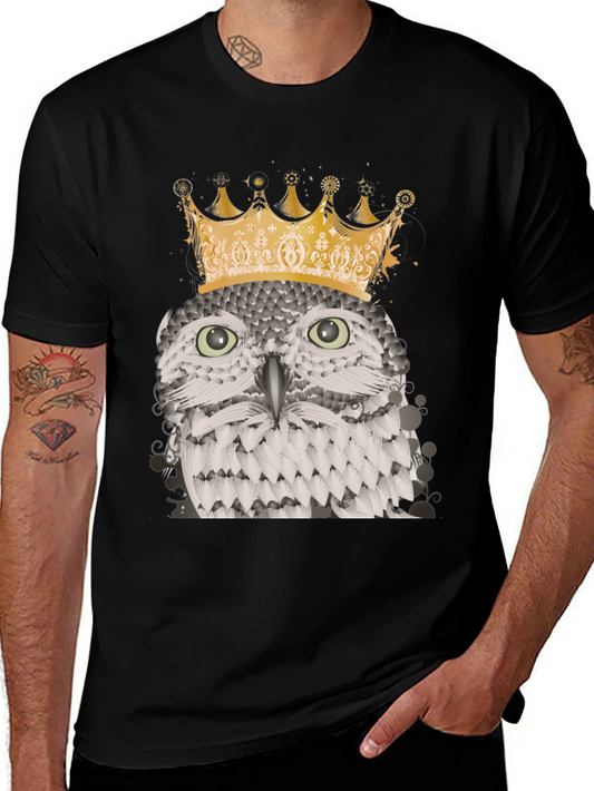 Owl King Graphic Tee - Black Cotton Blend T-Shirt