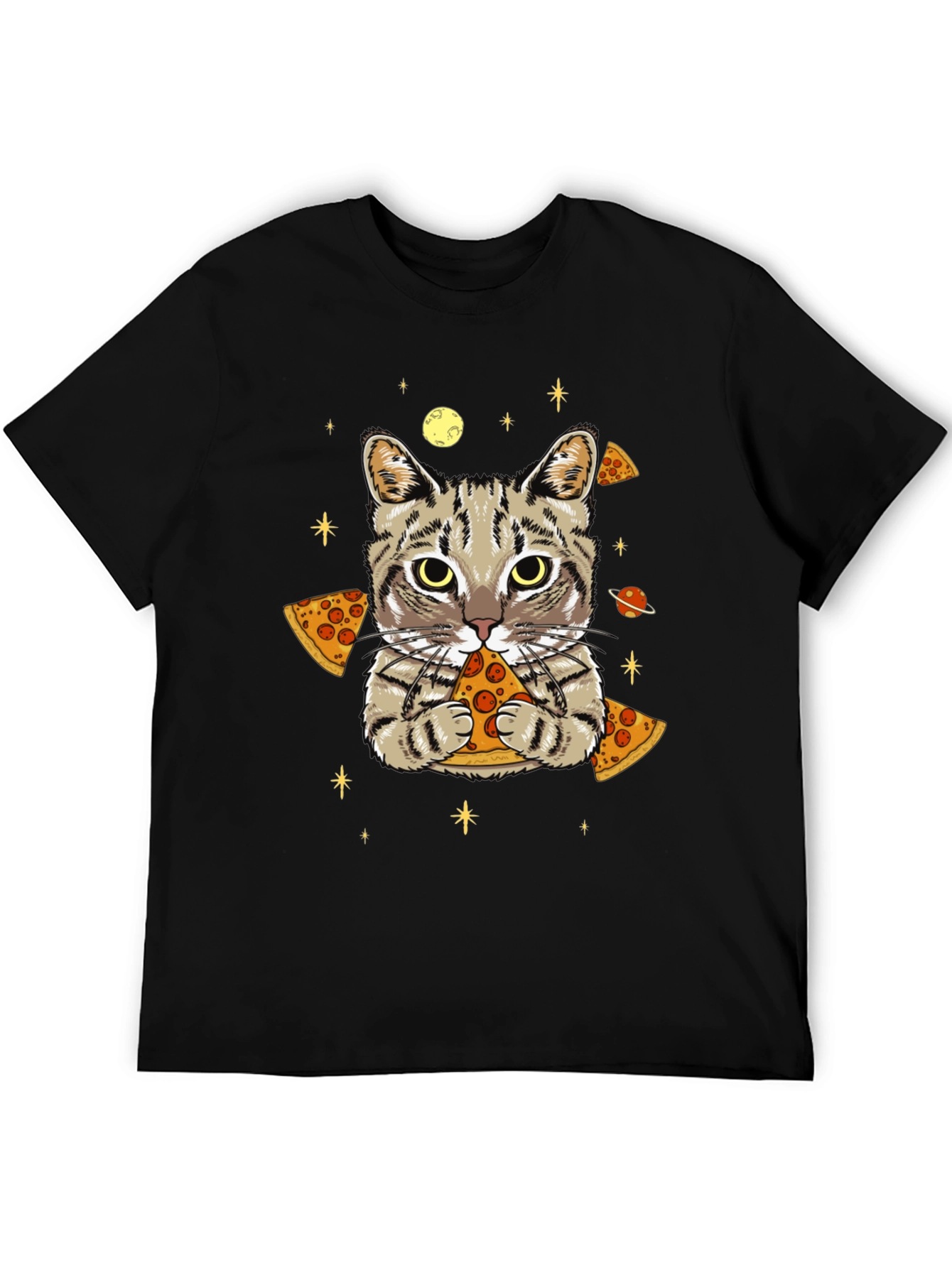 Space Cat Pizza T-Shirt - Unique Graphic Tee