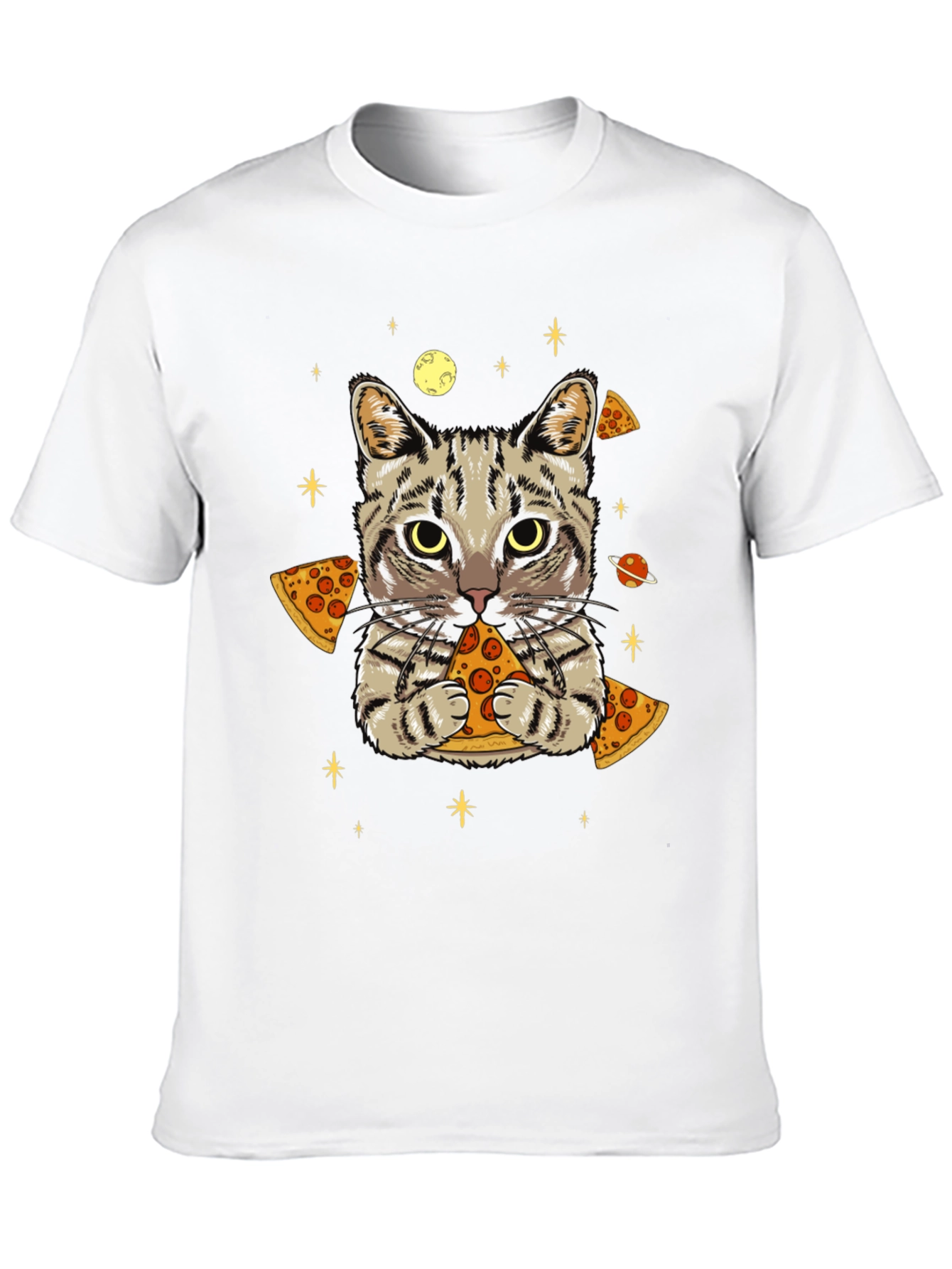 Space Cat Pizza T-Shirt - Unique Graphic Tee