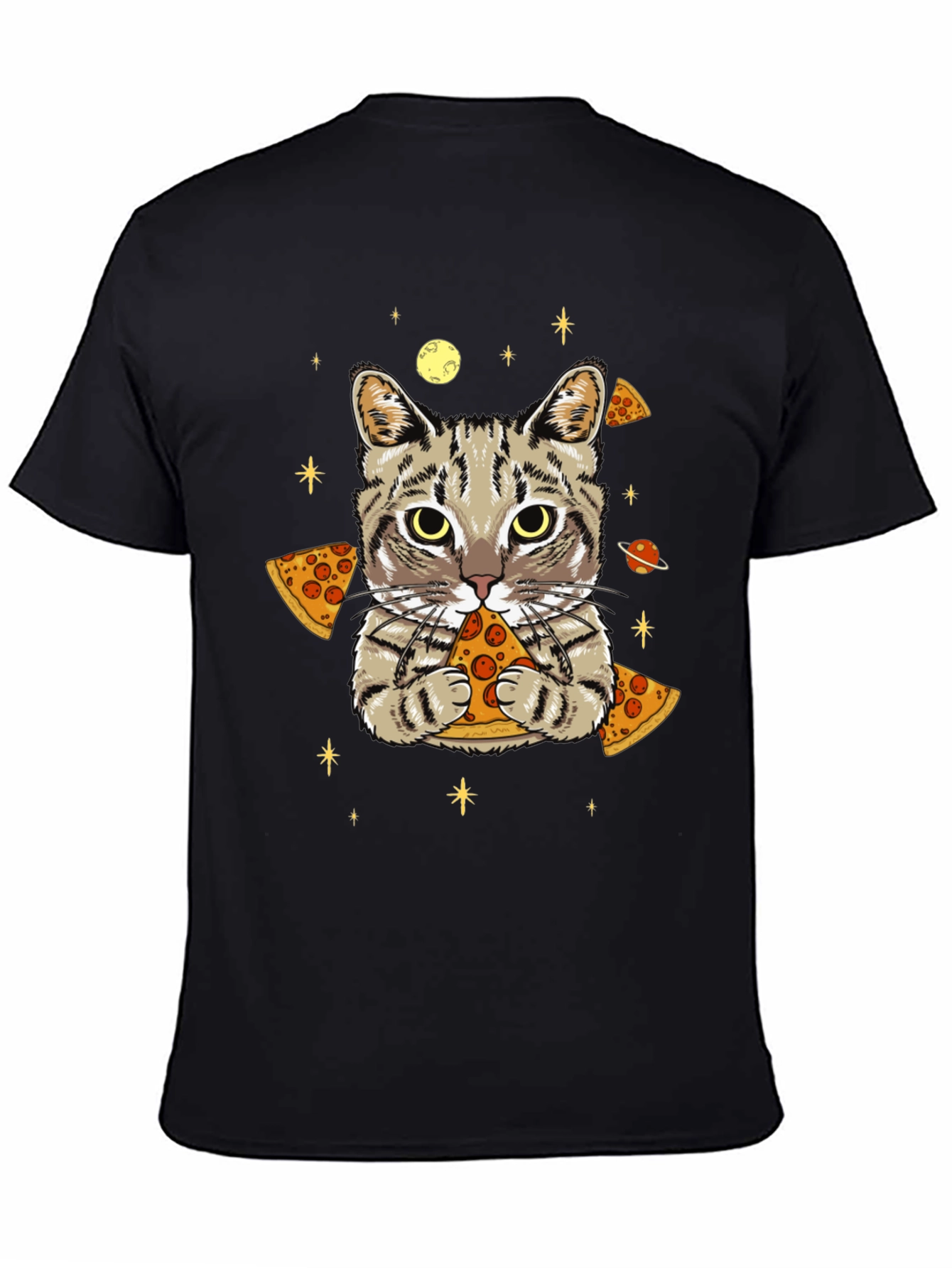 Space Cat Pizza T-Shirt - Unique Graphic Tee