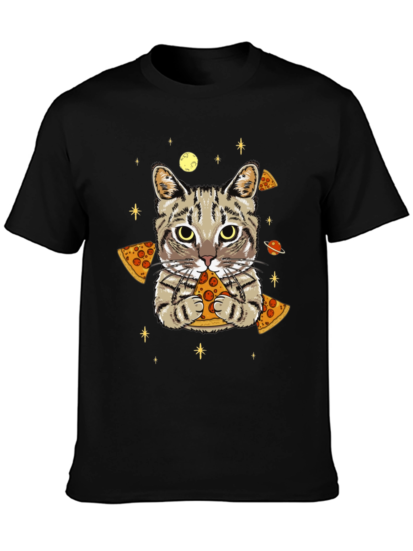 Space Cat Pizza T-Shirt - Unique Graphic Tee