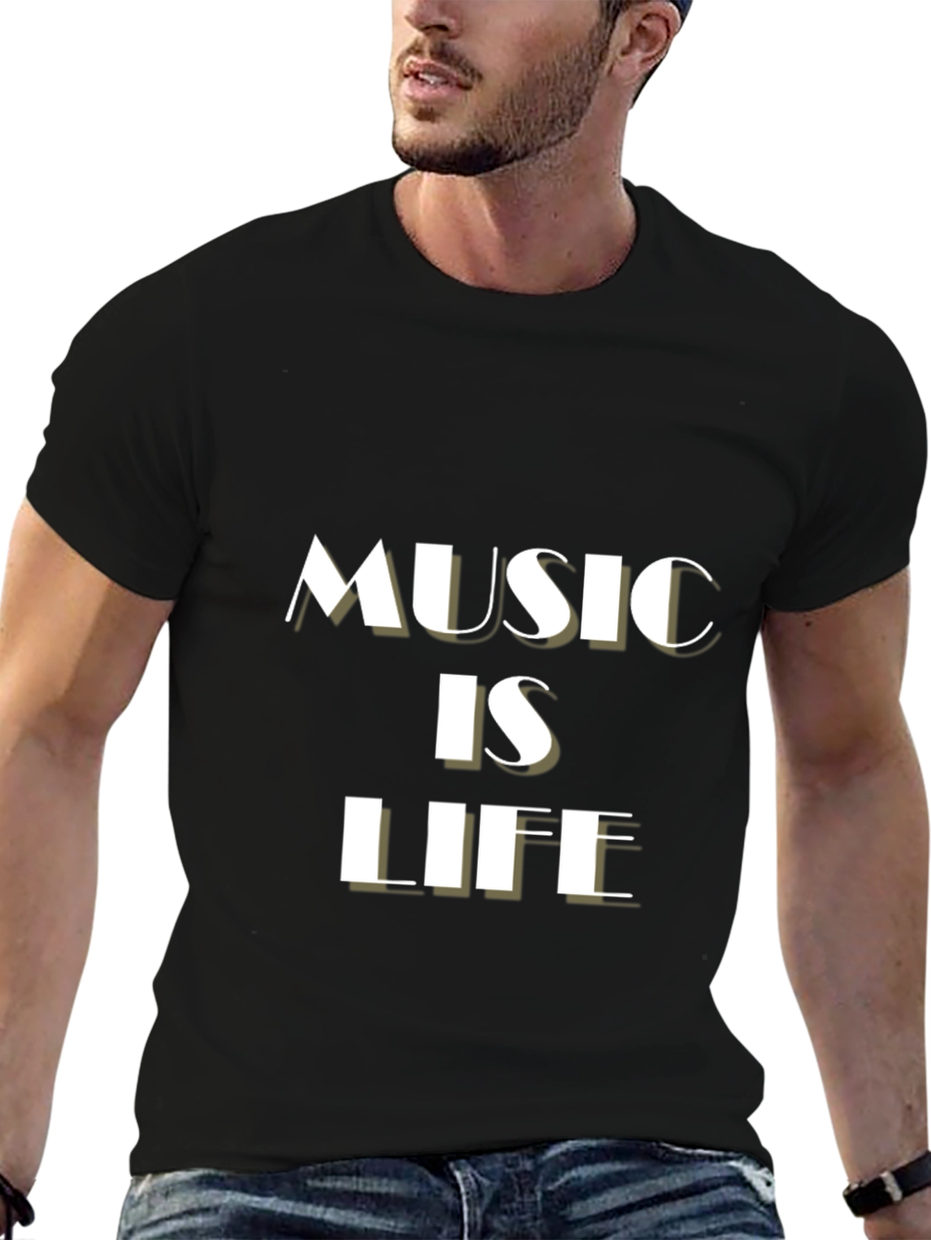 Music is Life Black Graphic Tee