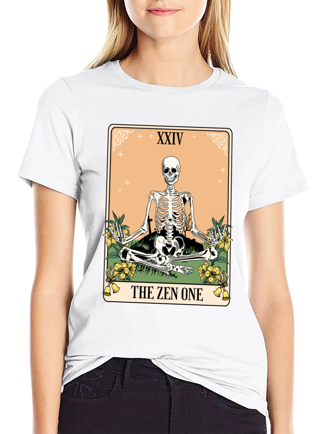 Zen Skeleton Tarot Card T-Shirt