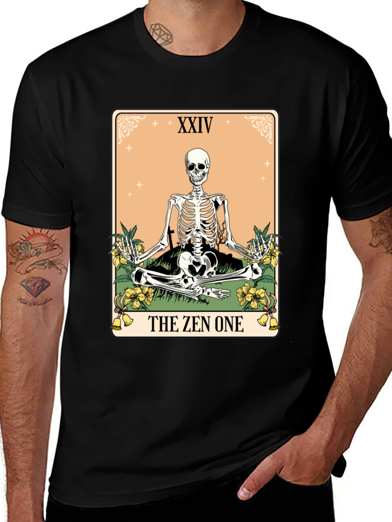 Zen Skeleton Tarot Card T-Shirt