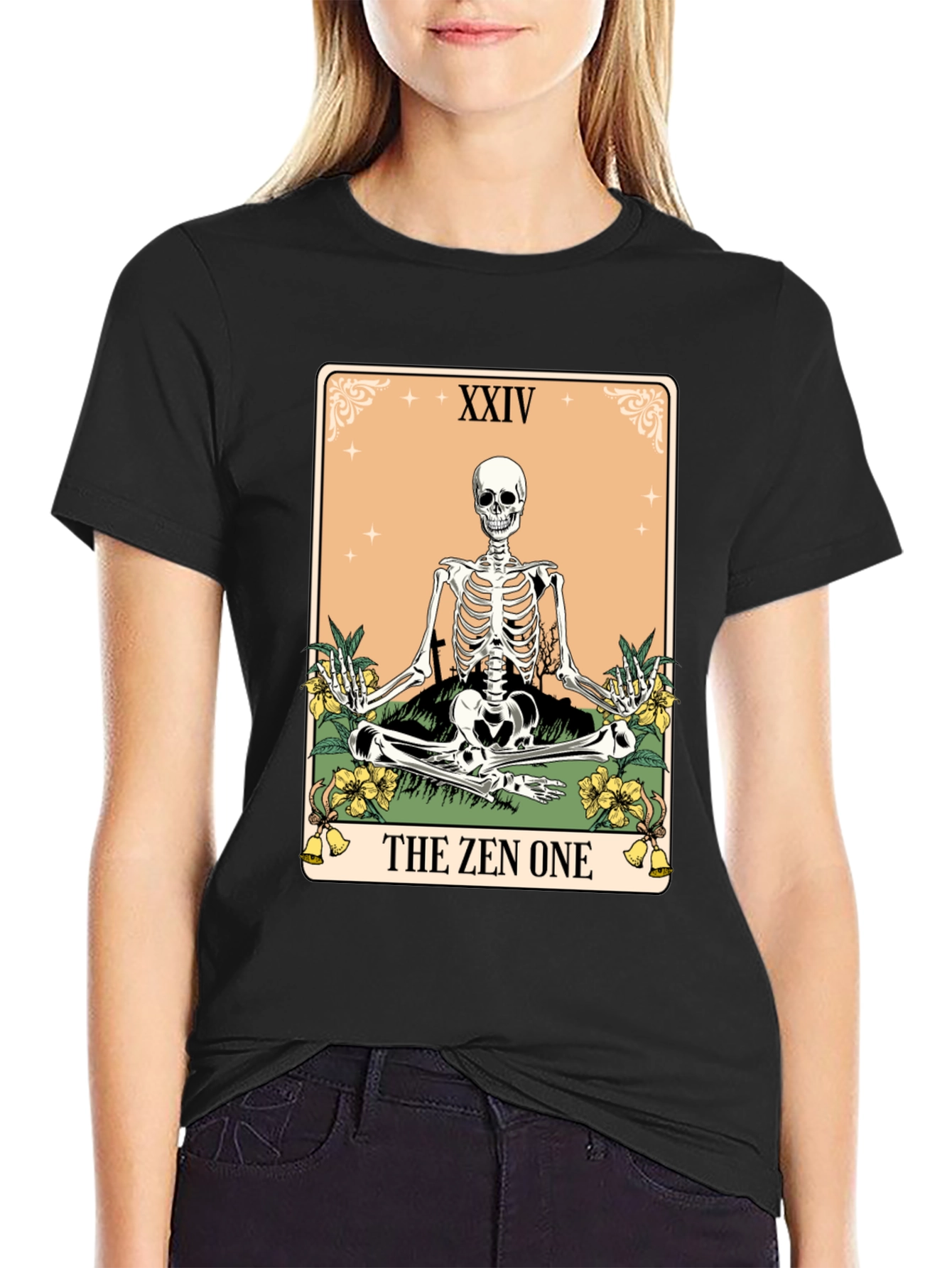 Zen Skeleton Tarot Card T-Shirt