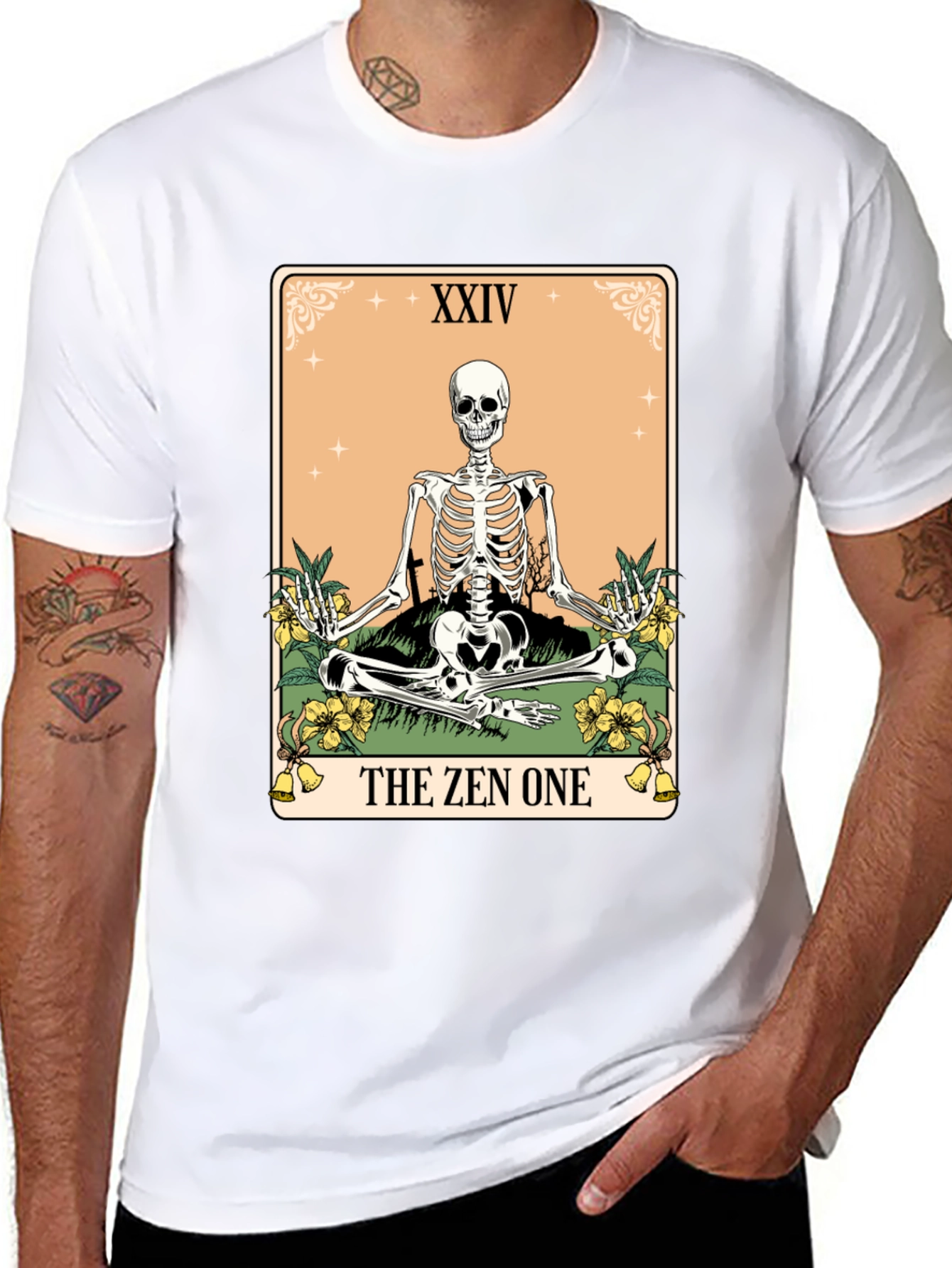 Zen Skeleton Tarot Card T-Shirt