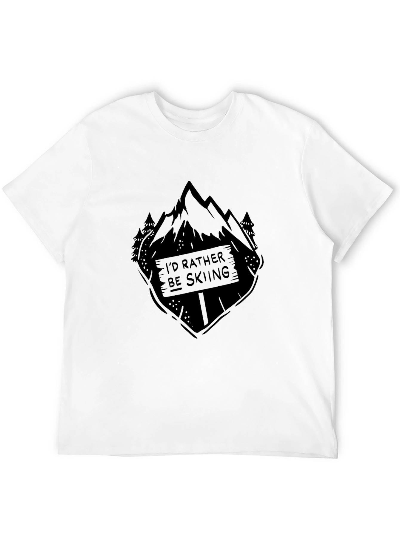 Id Rather Be Skiing Black Graphic Tee