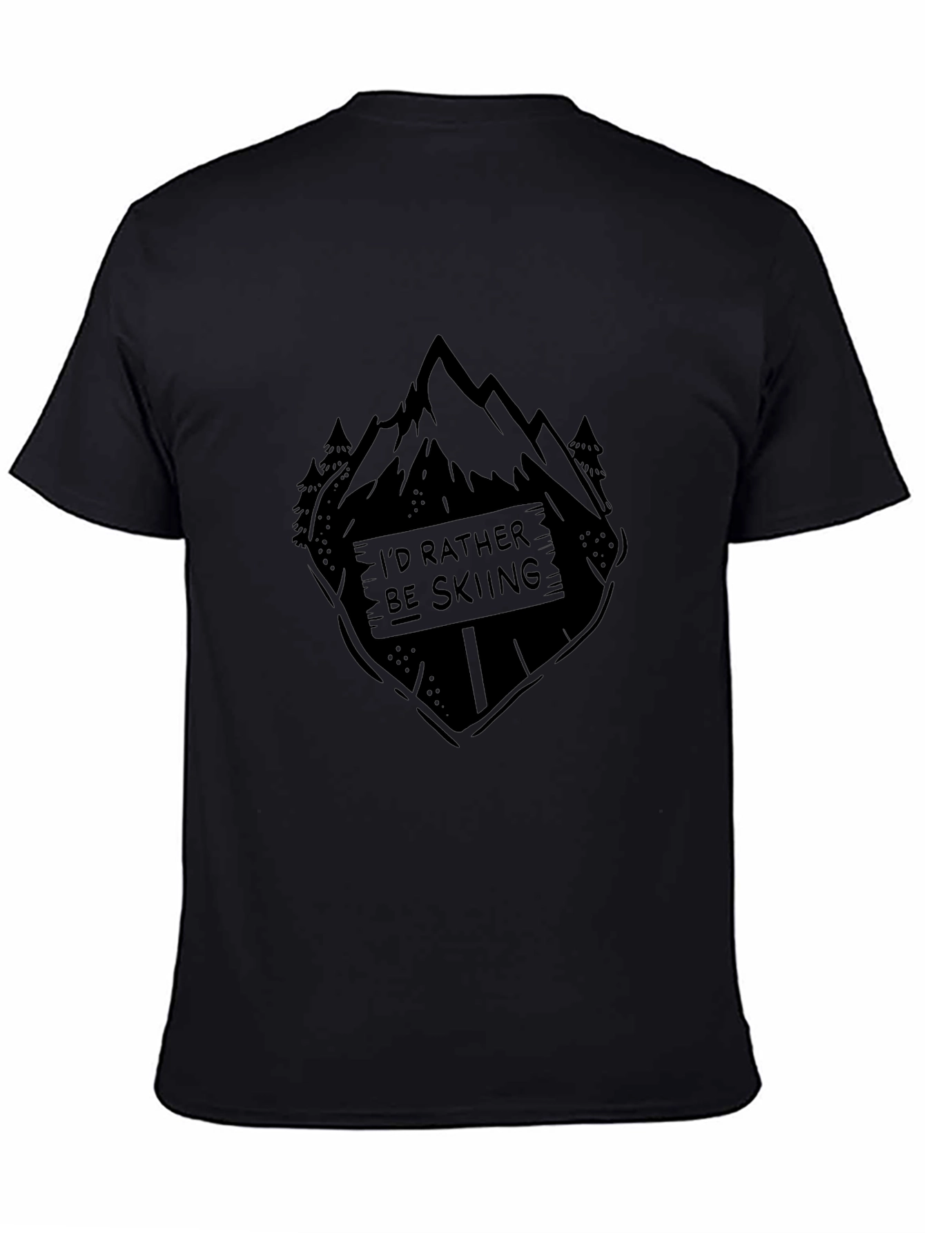 Id Rather Be Skiing Black Graphic Tee